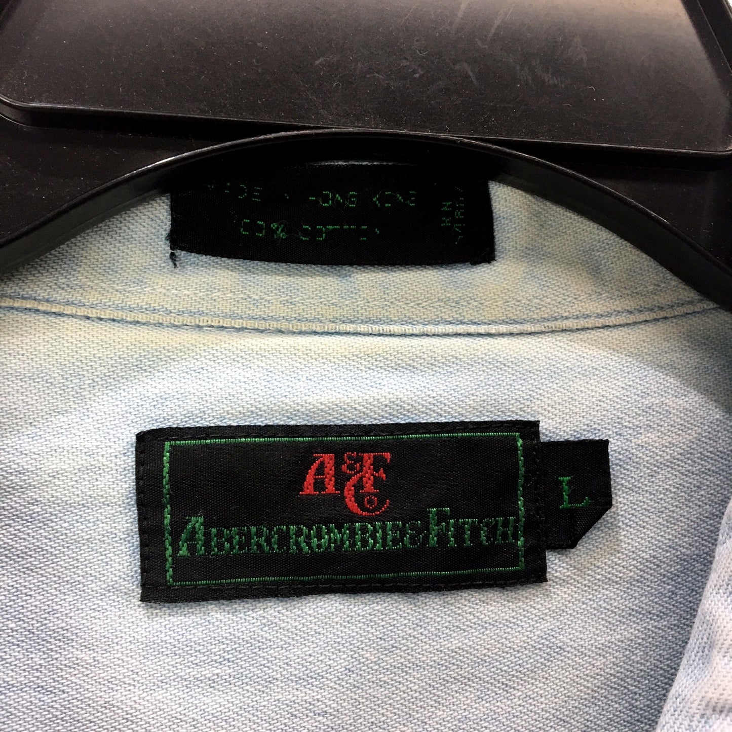 A&F Mens Denim Button Down Shirt Light Blue Casual Everyday Wear Size Large