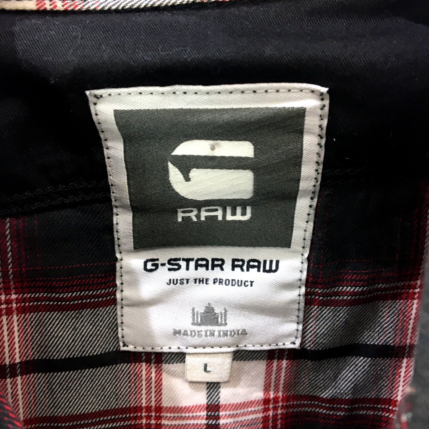 G-Star Raw Mens Plaid Button-Down Shirt Soft Cotton Comfortable Black Size L