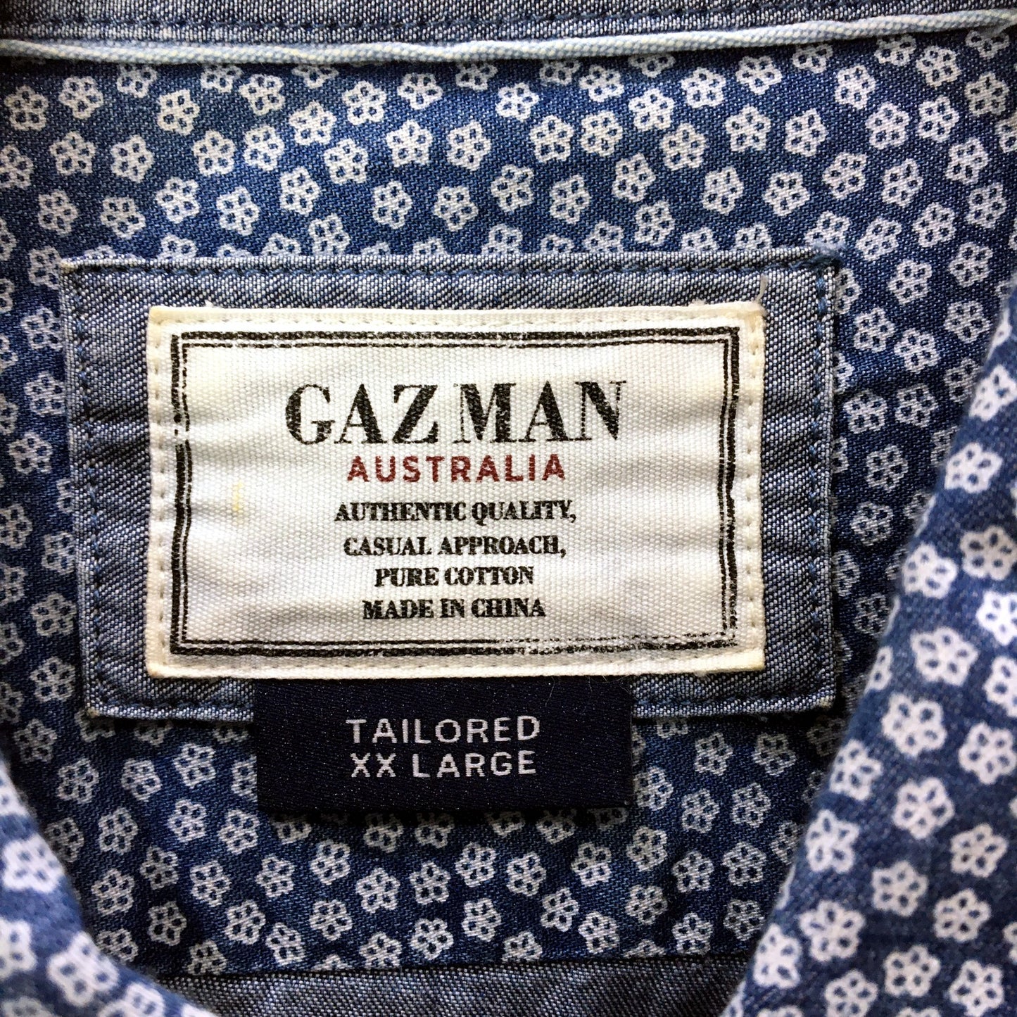 Gazman Mens Button-Down Shirt Navy Blue with White Polka Dots Size 2XL