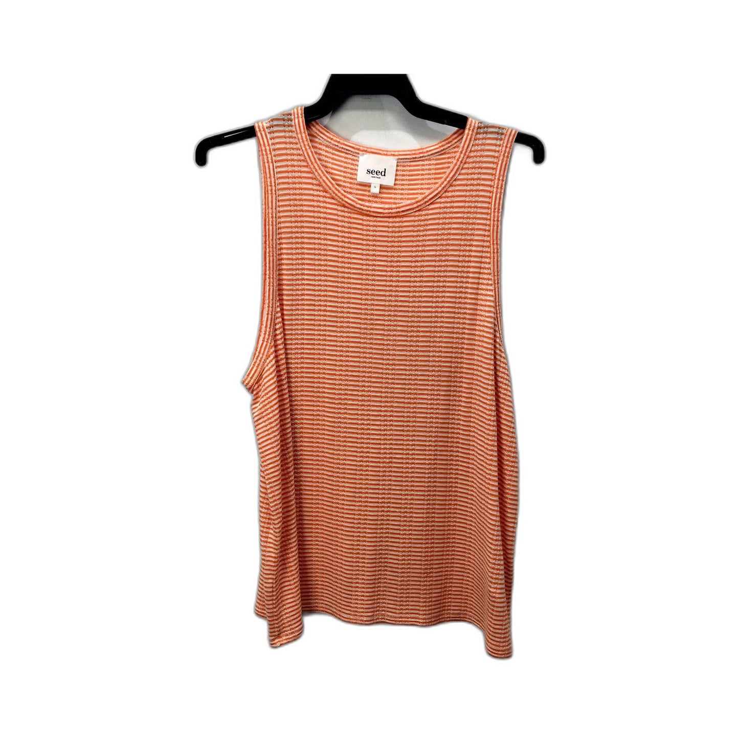Seed Heritage Striped Tank Top in Orange & White Womens Size L NEW