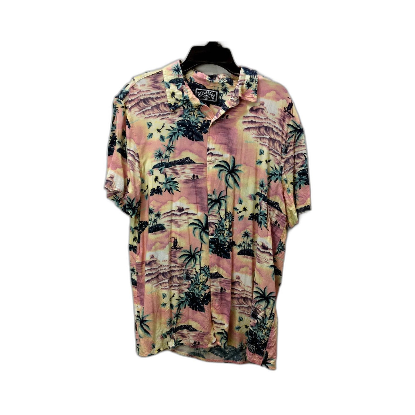 Billabong Tropical Floral Button-Up Mens Shirt Viscose Short Sleeve Size Small