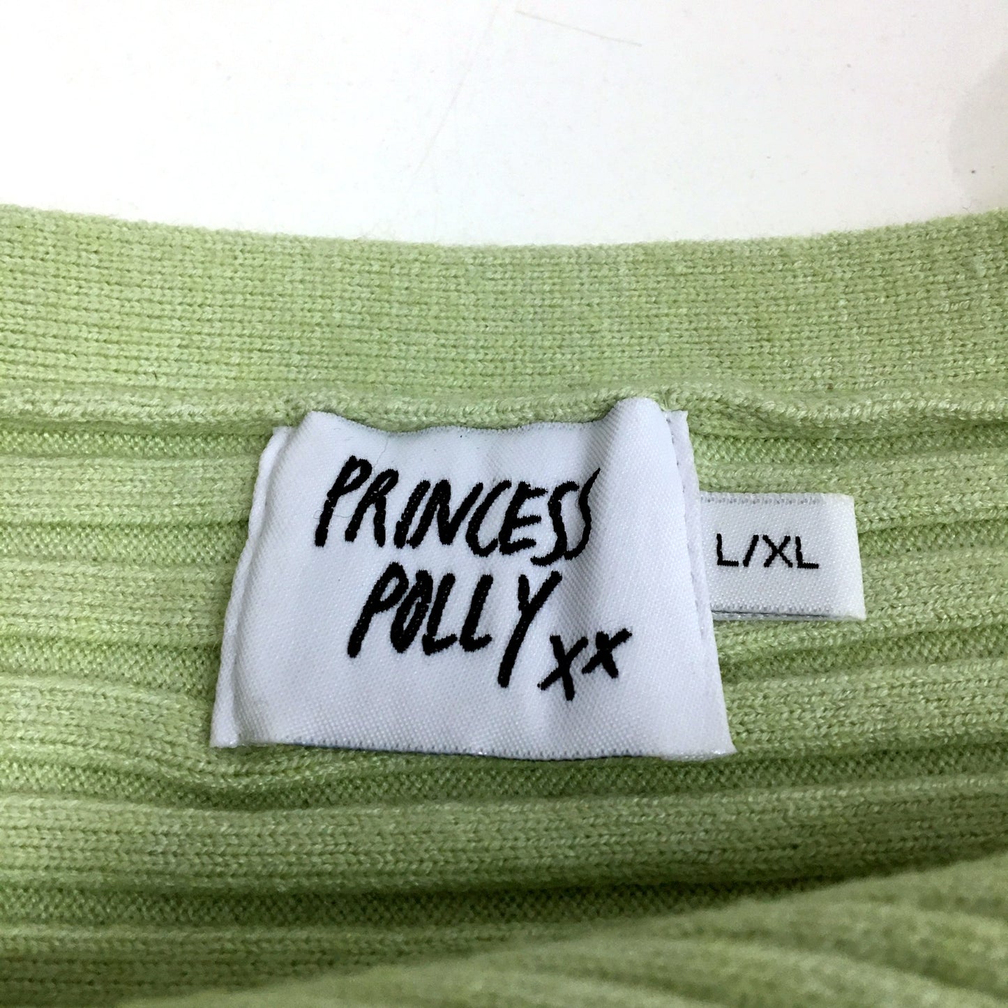 Princess Polly Ribbed Crop Top in Green Womens - Large Size