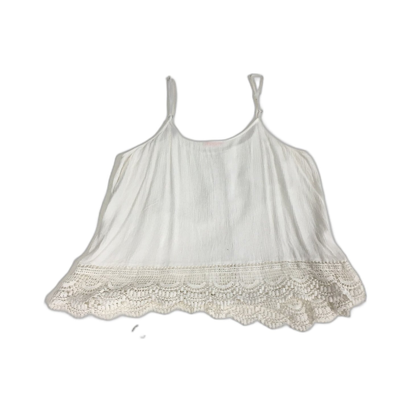 SASS Womens Crochet Lace Trim Tank Top Adjustable Straps Boho White Size 14