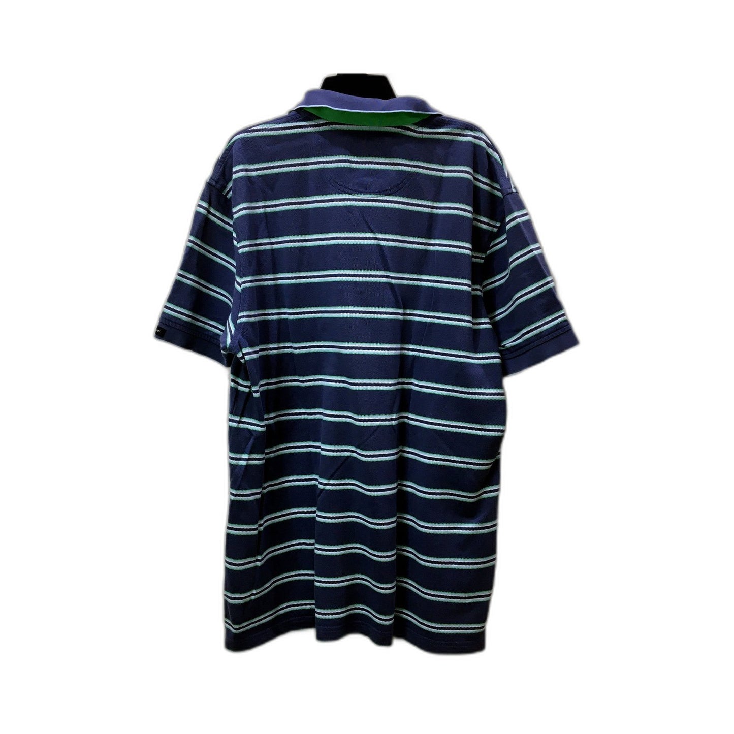 Gazman Mens Striped Polo Shirt Navy Blue Green Cotton Comfortable Size L