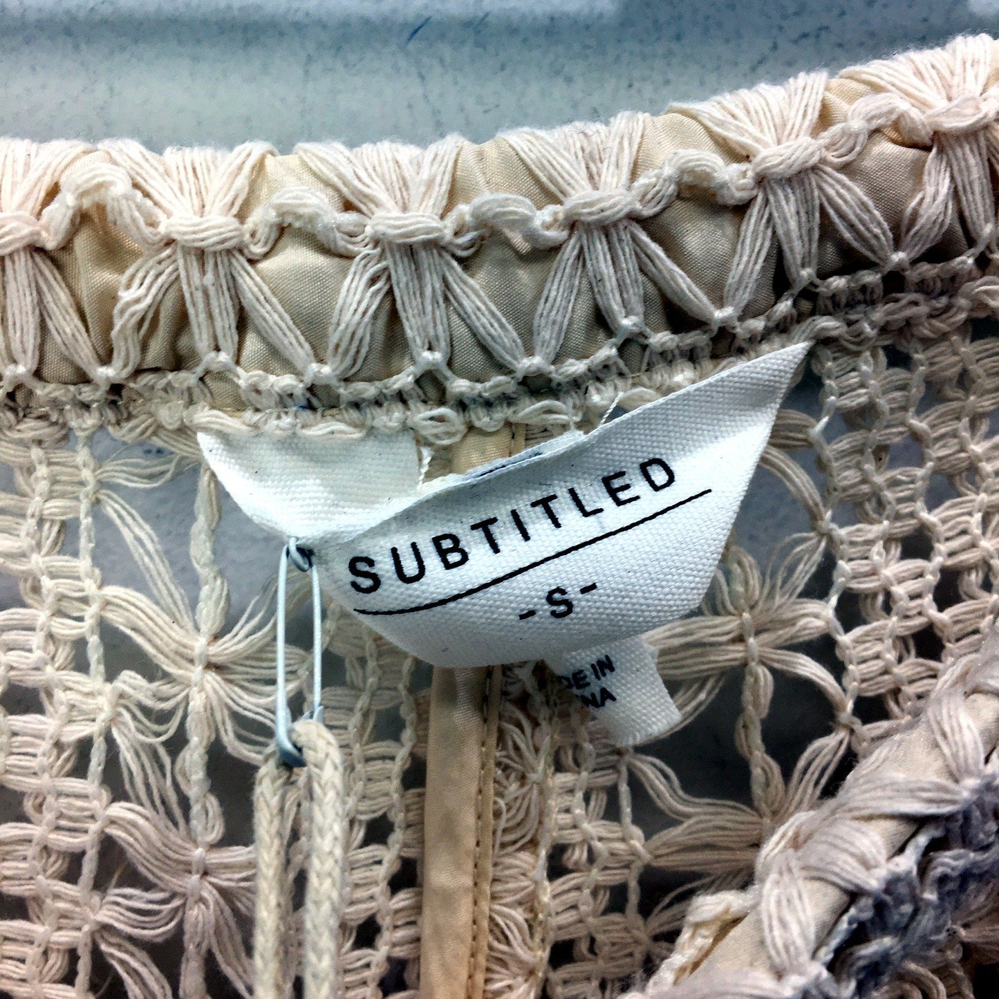 Subtitled Womens Crochet Cargo Pants in White, Size S NEW