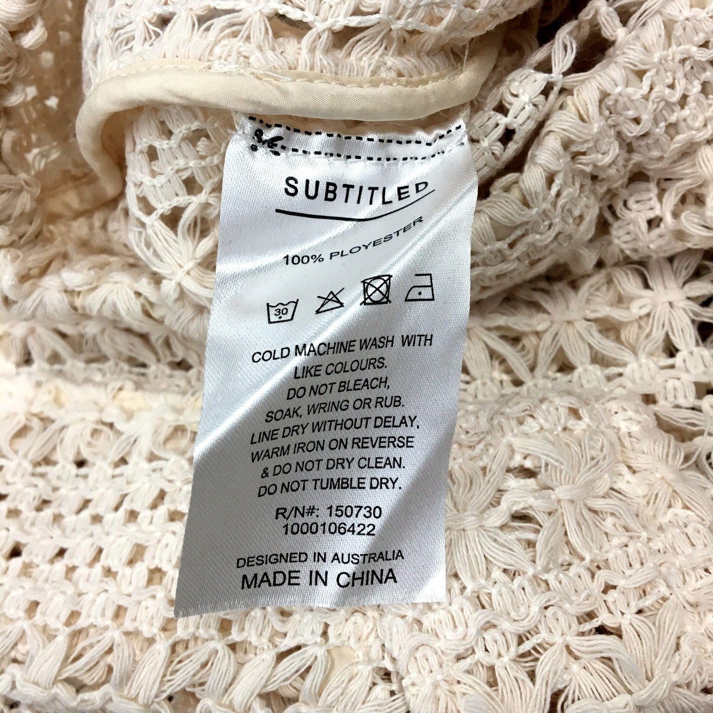 Subtitled Womens Crochet Cargo Pants in White, Size S NEW