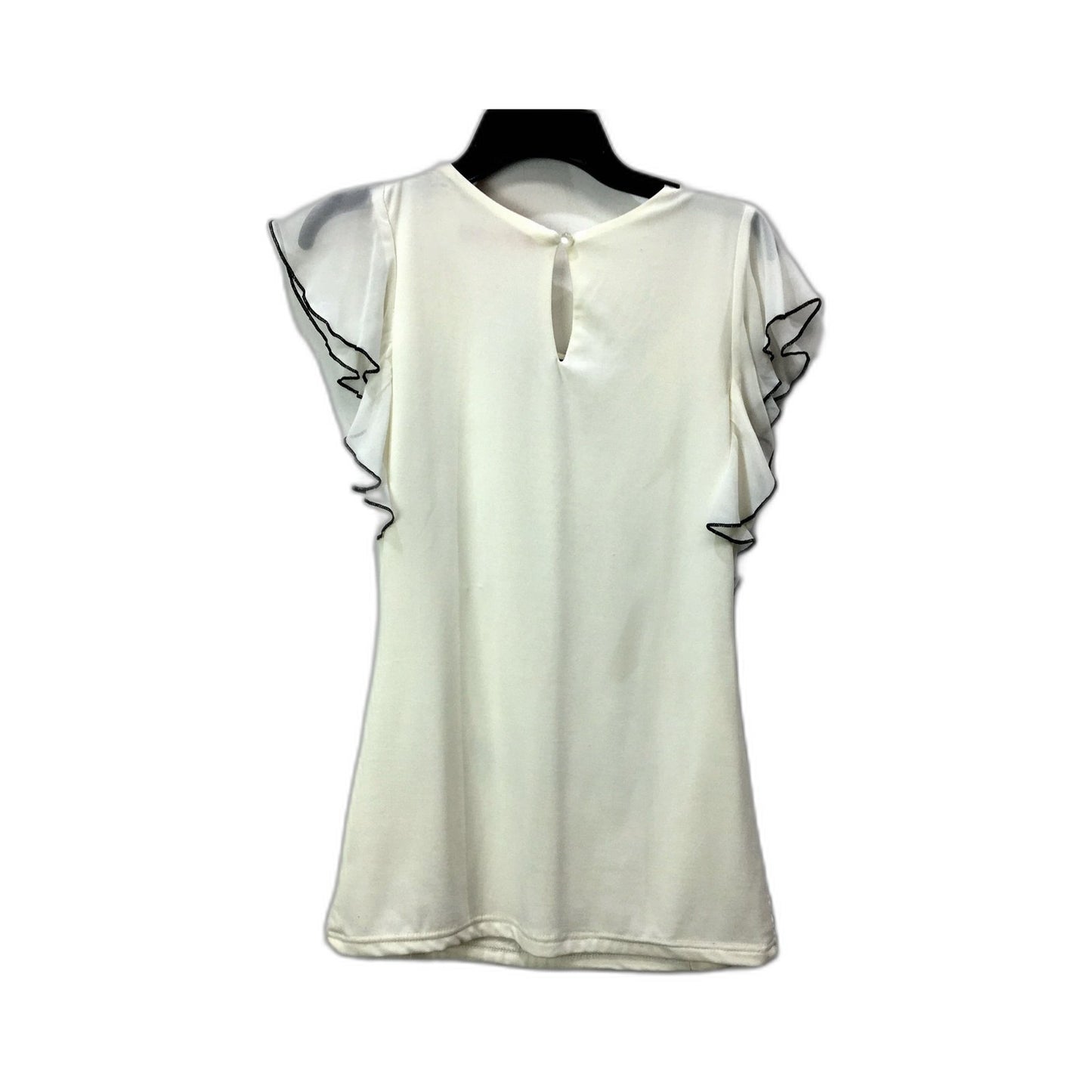 Ray Womens Ruffled Blouse Soft Comfortable 100% Polyester White Size Medium
