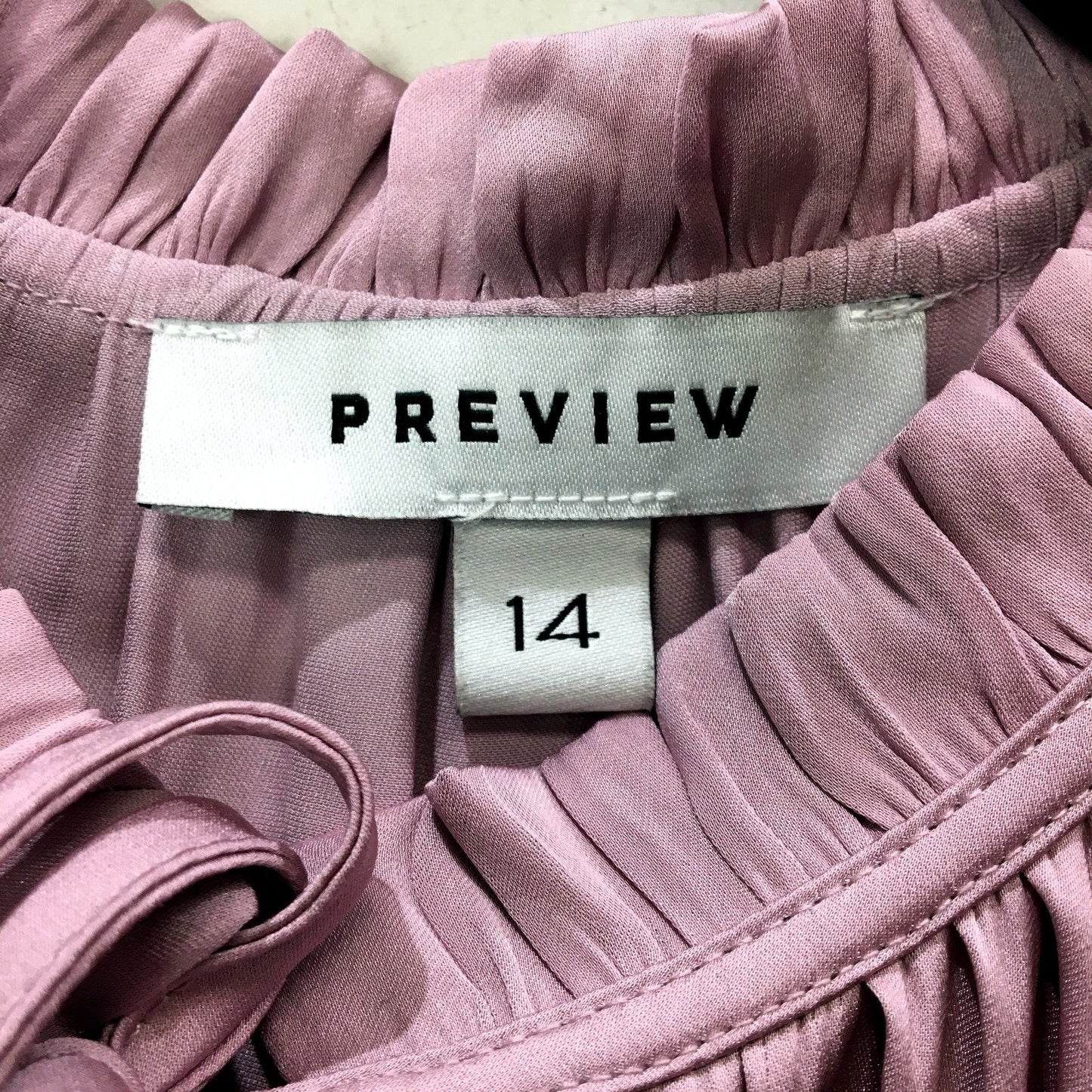 Preview Womens Ruffle Sleeve Pleated Tie Neck Dress Light Purple Size 14 NEW