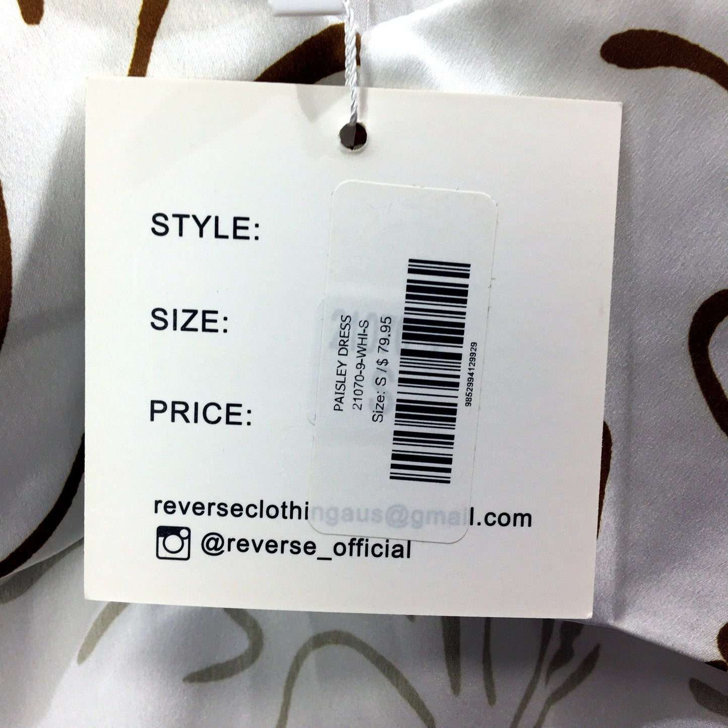 Womens Reverse Cropped Tank in White with Brown Print, Size S NEW