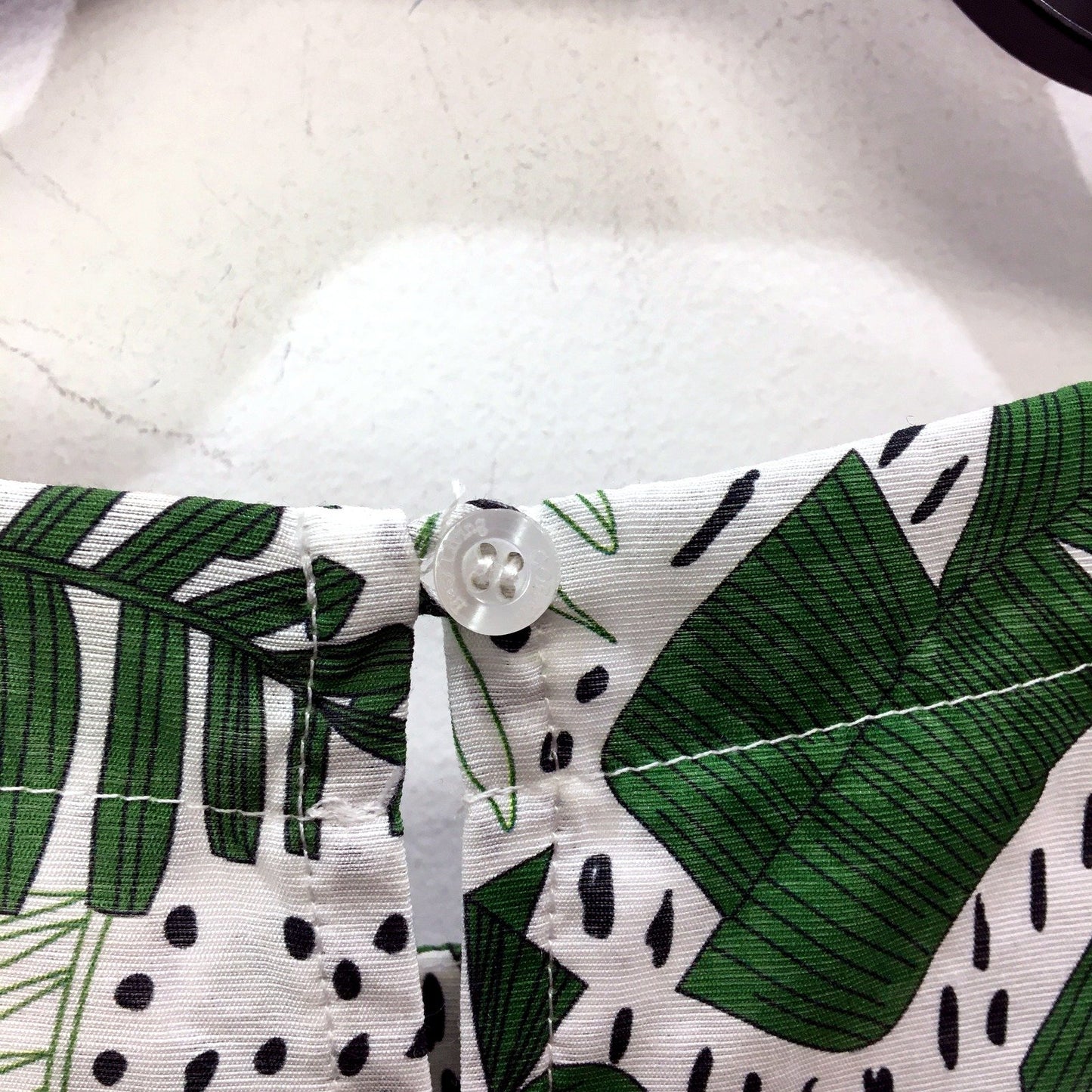 Corfu Womens Tropical Leaf Print Pullover Blouse Bell Sleeve Green White Size 10