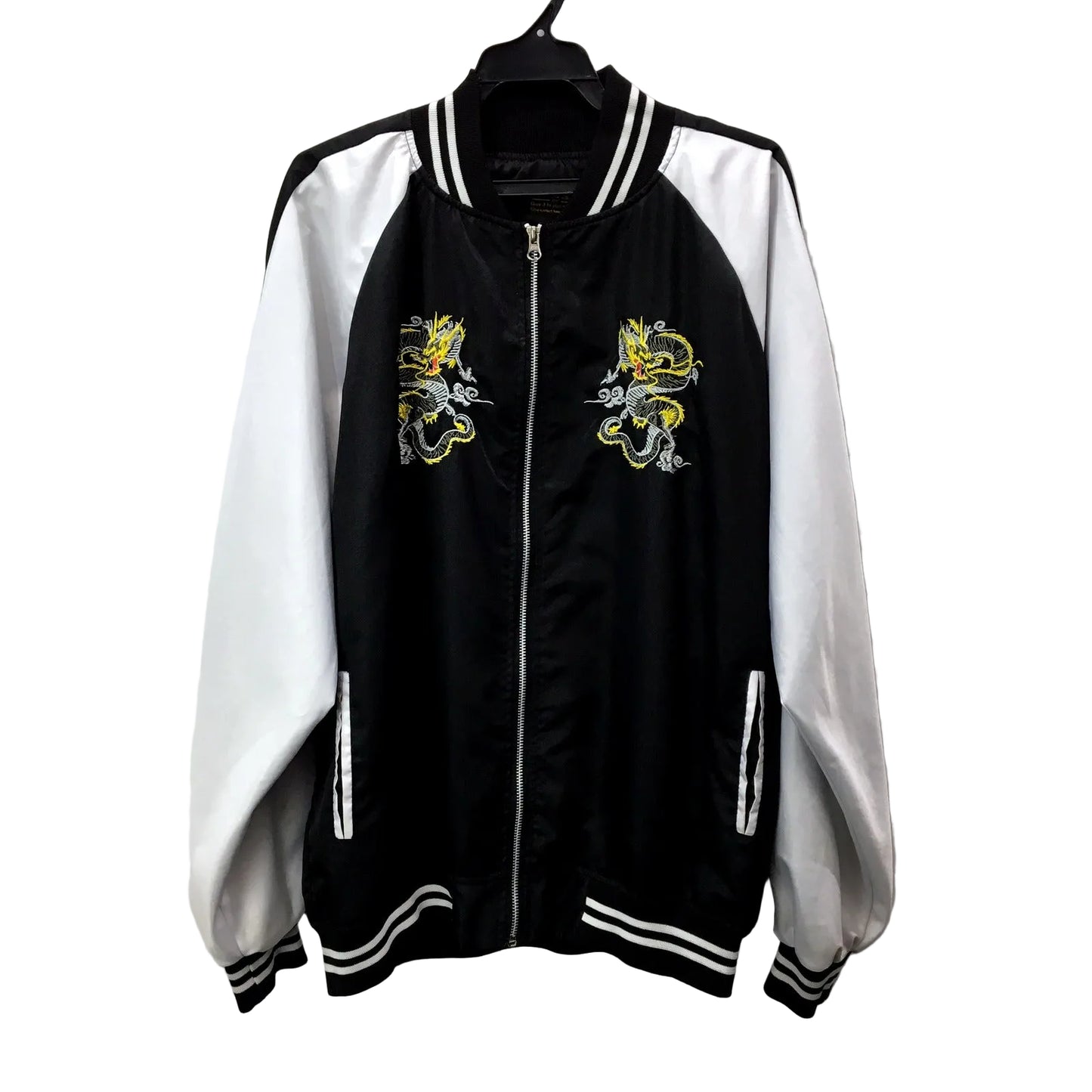 Unisex Bomber Jacket Black and White Lightweight Casual Stylish Size Small
