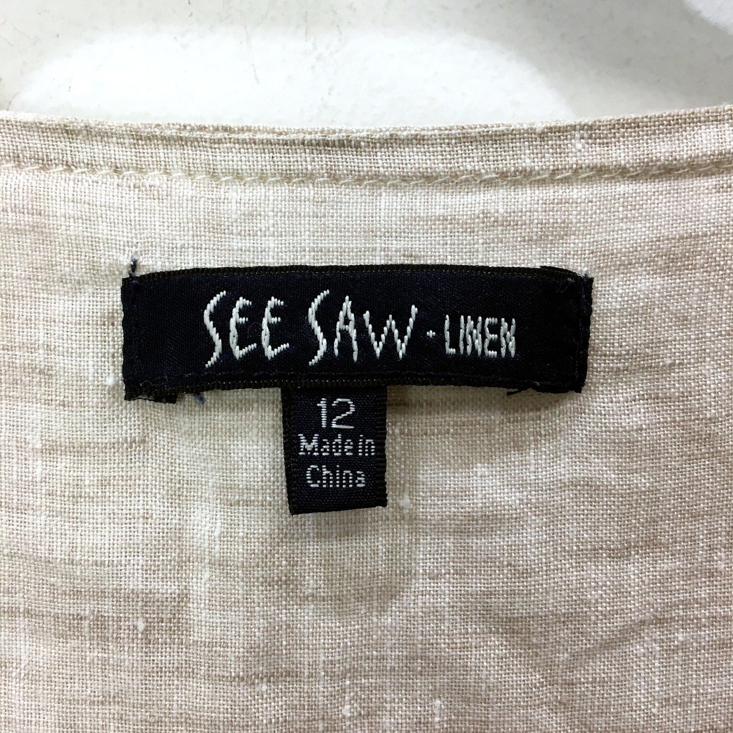 See Saw Womens Linen Tunic Top - Loose Flowing Gray Blouse for Women Size 12