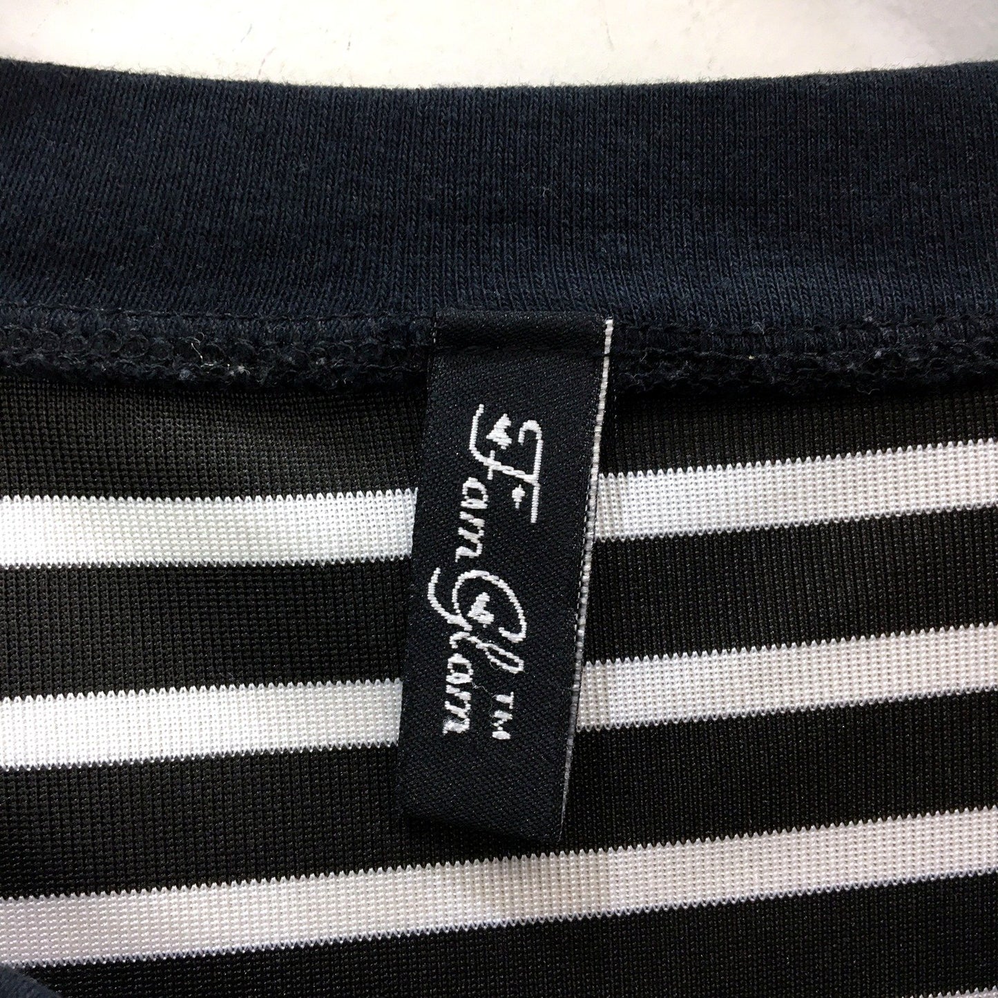 Fam Glam Womens Striped V-Neck T-Shirt Cotton Blend Black and White Size XS