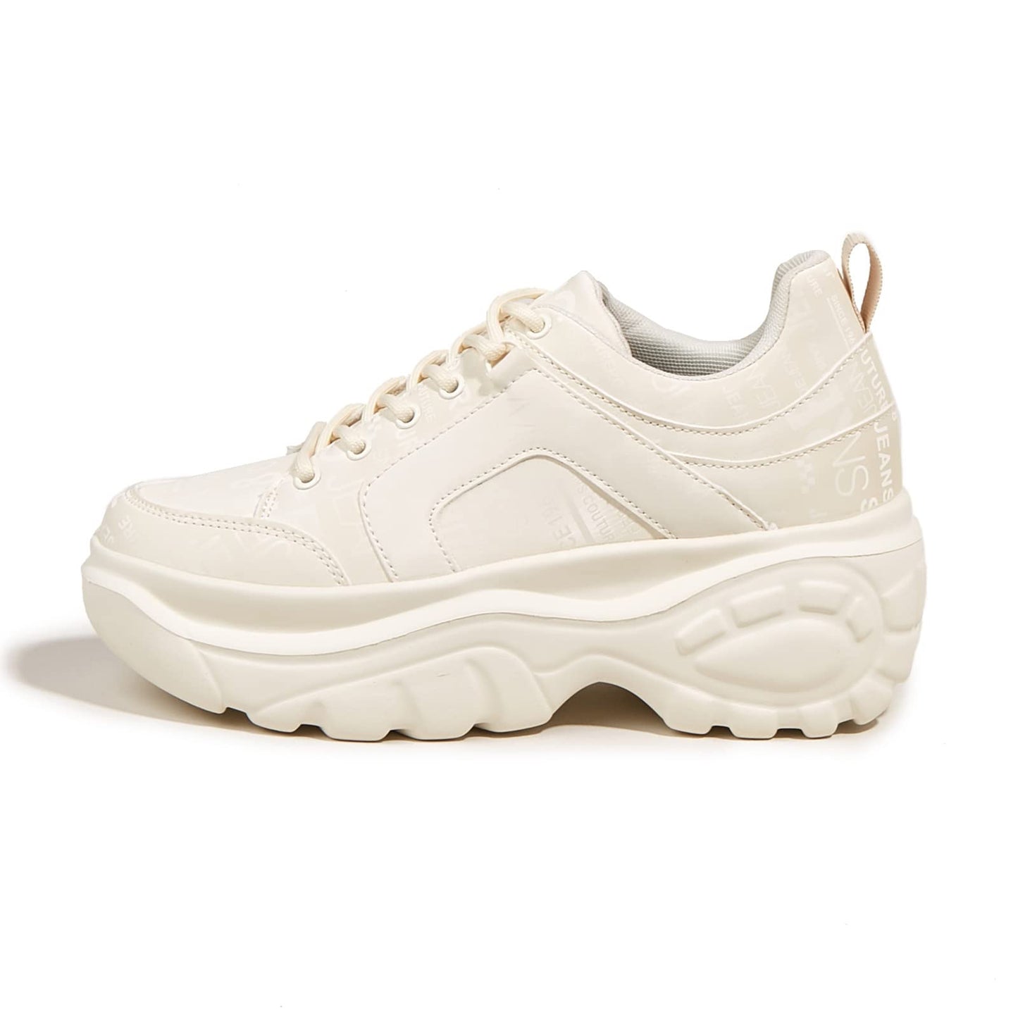LUCKY STEP Chunky Platform Trainers Casual Lace-Up Walking Beige Ladies US10 NEW