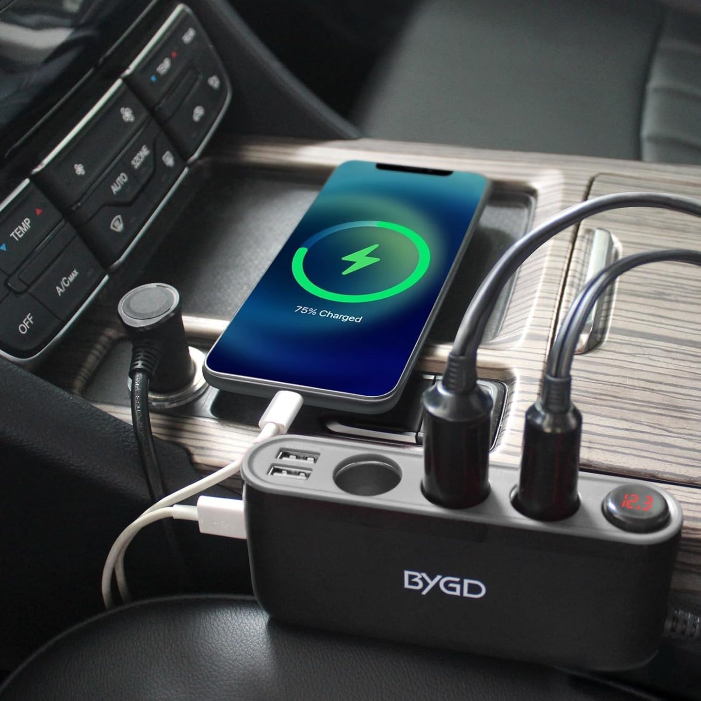 BYGD 20W High Power Car Cigarette Lighter Adapter Charger, Black NEW