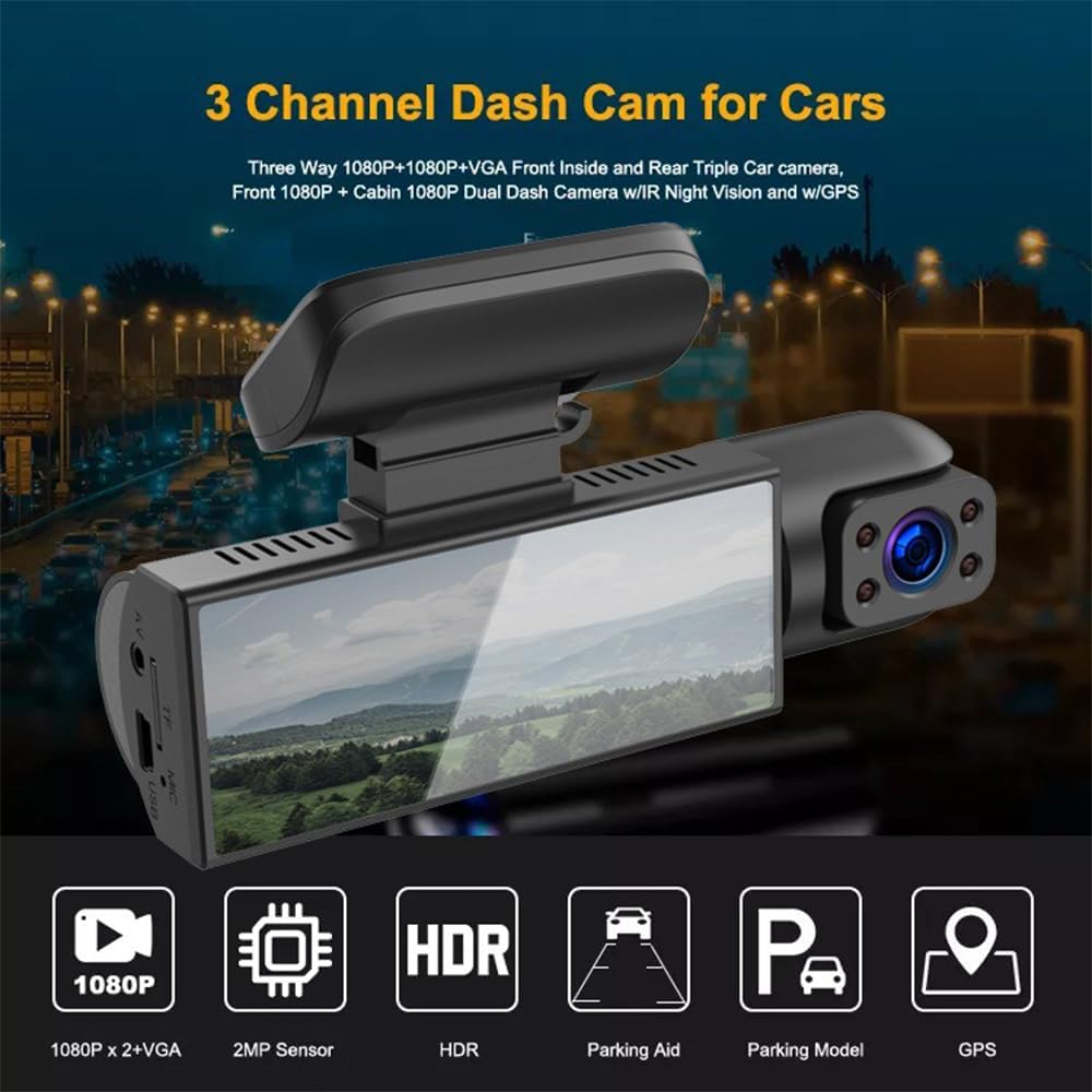 MTSDM 1080P Dual Dash Cam Front and Cabin 3.16" IPS Screen DEMO
