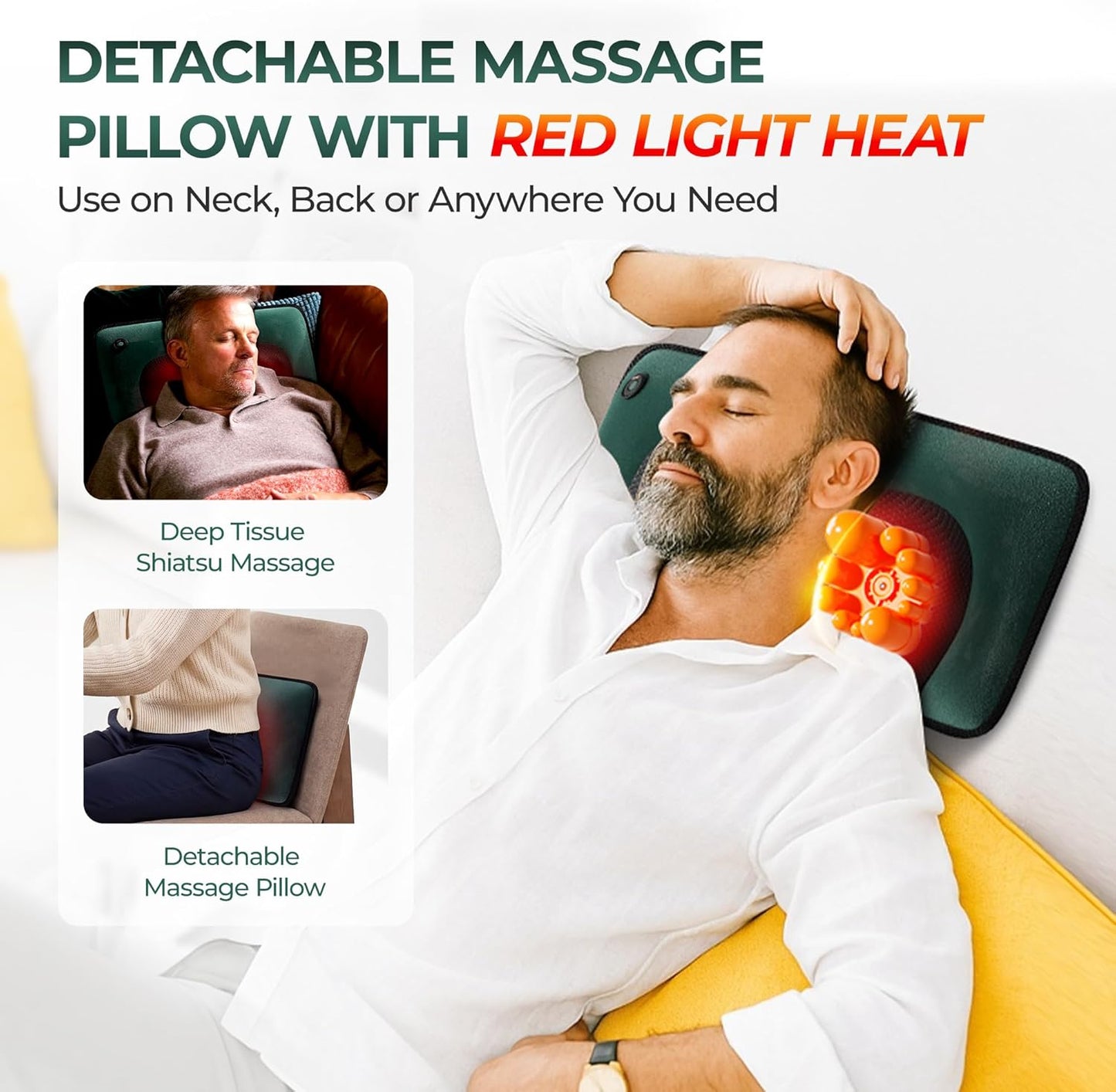Himouta Full Body Vibration Massage Mat with Heat Detachable Pad Green NEW