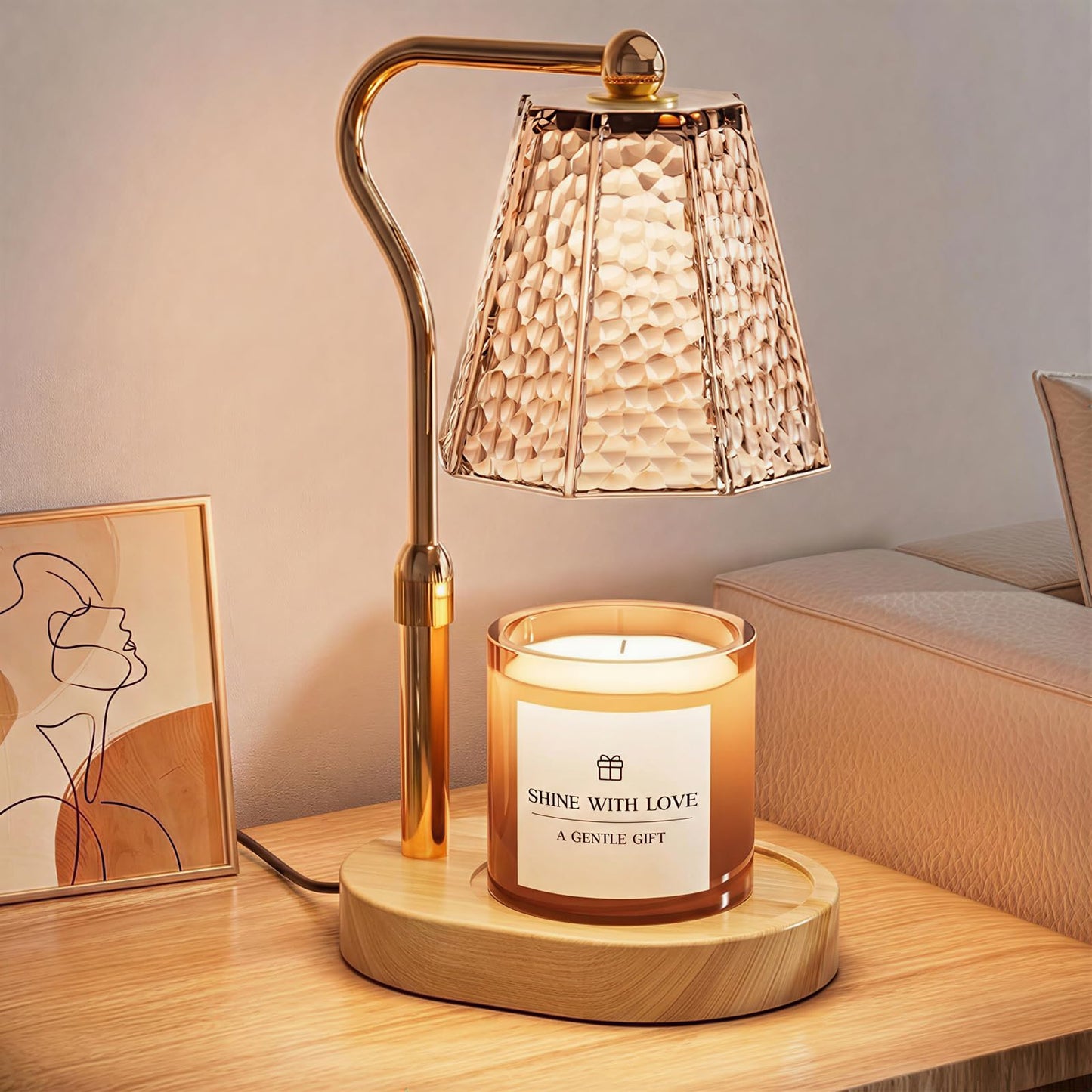 MOLDPOLD Amber Dimmable Table Lamp with Timer for Scented Wax Melts NEW