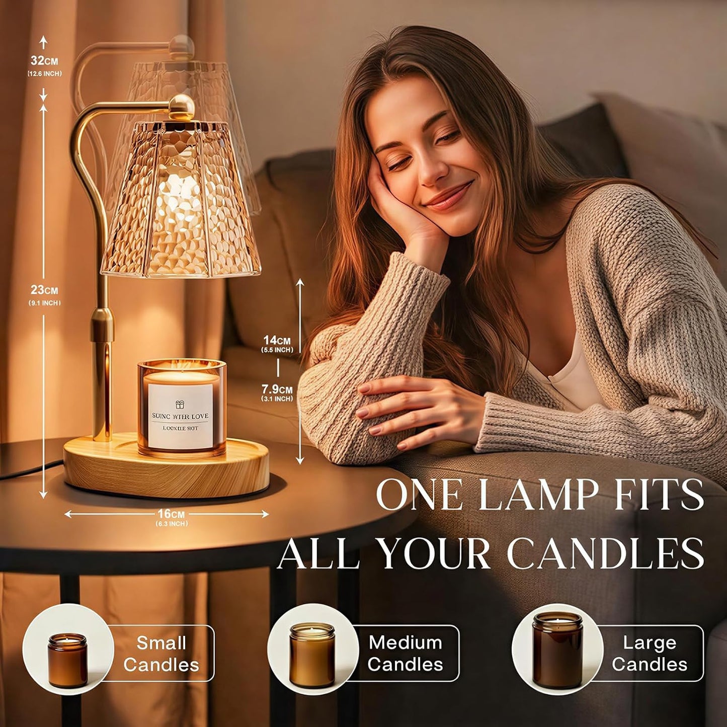 MOLDPOLD Amber Dimmable Table Lamp with Timer for Scented Wax Melts NEW