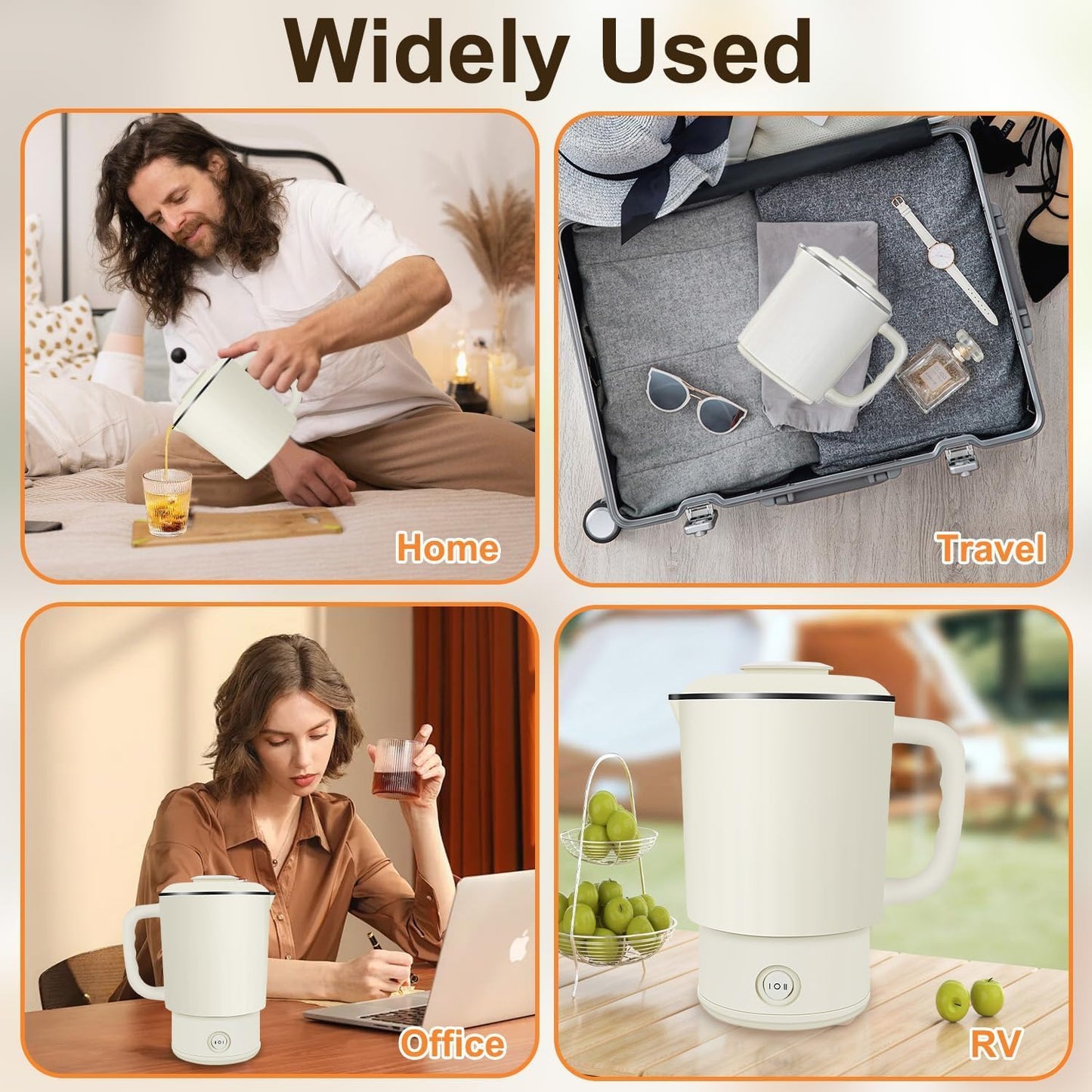 Necomi 0.8L Stainless Steel Electric Kettle, Portable White Boiler NEW