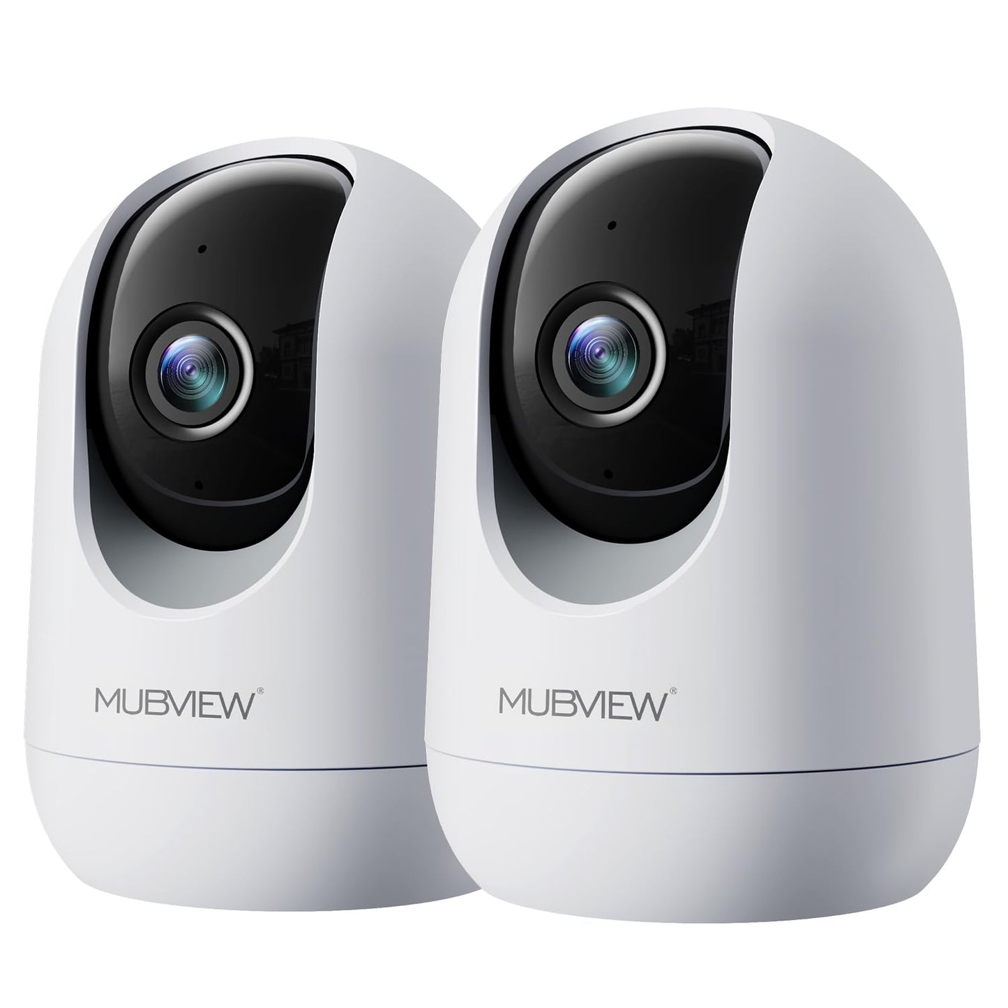 MUBVIEW 2K Indoor Wired Security Camera 2-Pack, White Video Monitors, DEMO