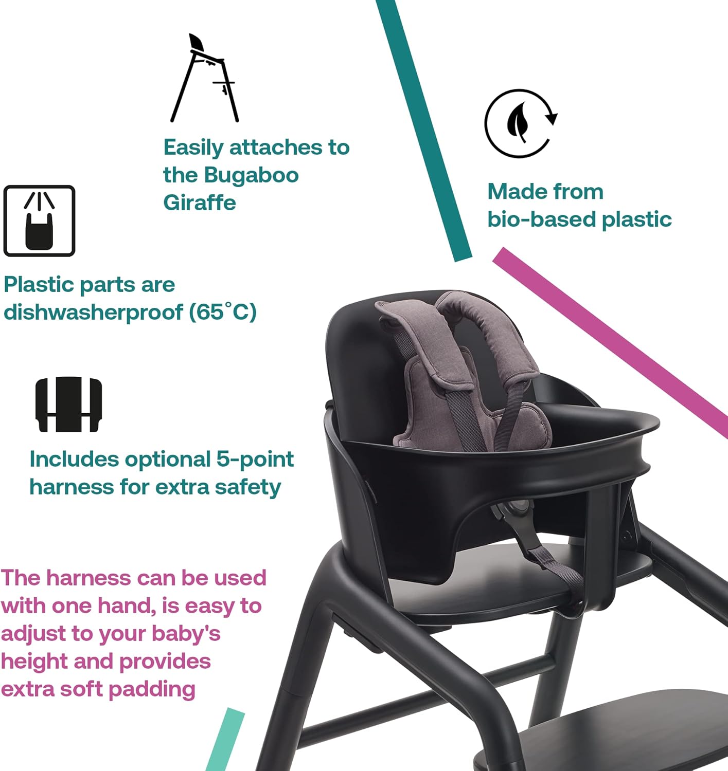 Bugaboo Giraffe Highchairs Black High Chair Baby Feeding Set for Infants NEW