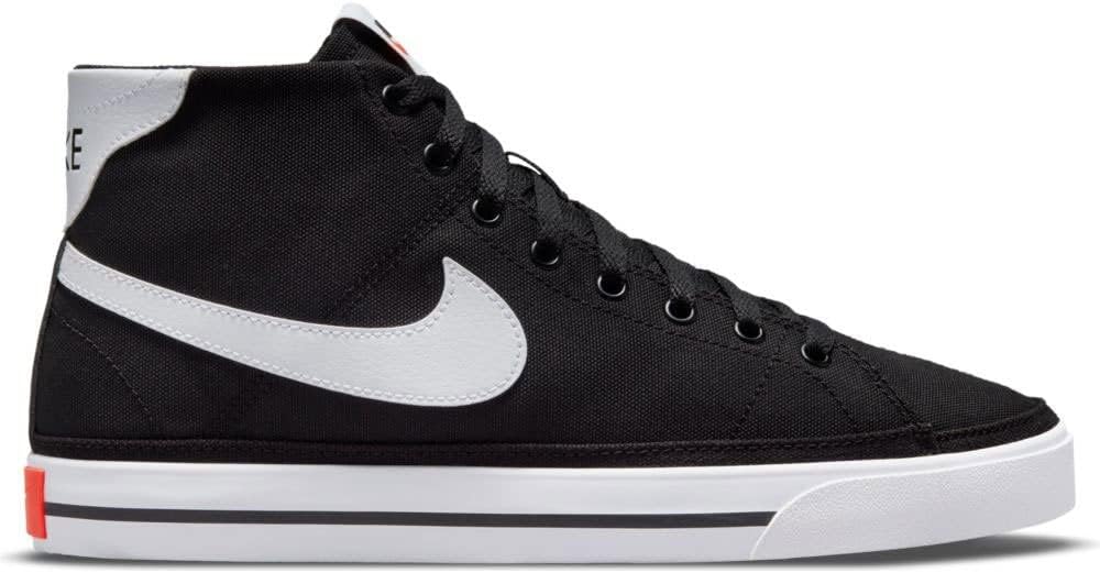 Nike Court Legacy Canvas Mid Black White Team Orange Trainers Youth US 9 NEW