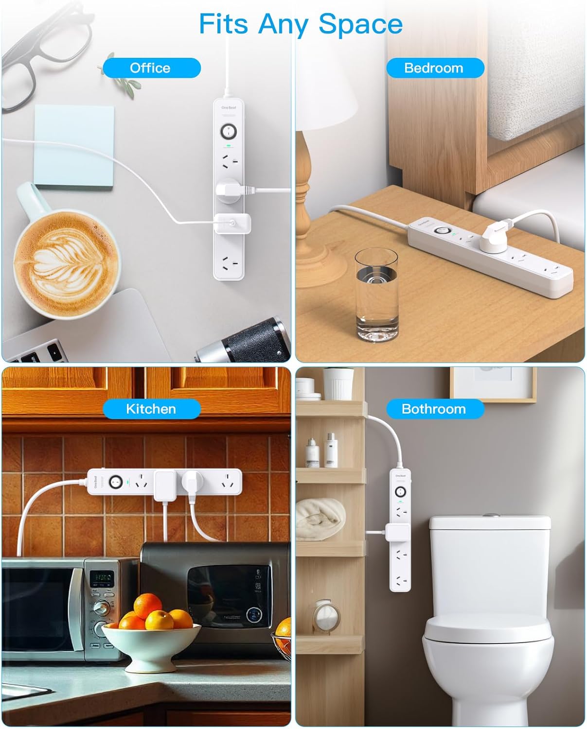 One Beat White Power Strip with Surge Protection and Single Switch NEW