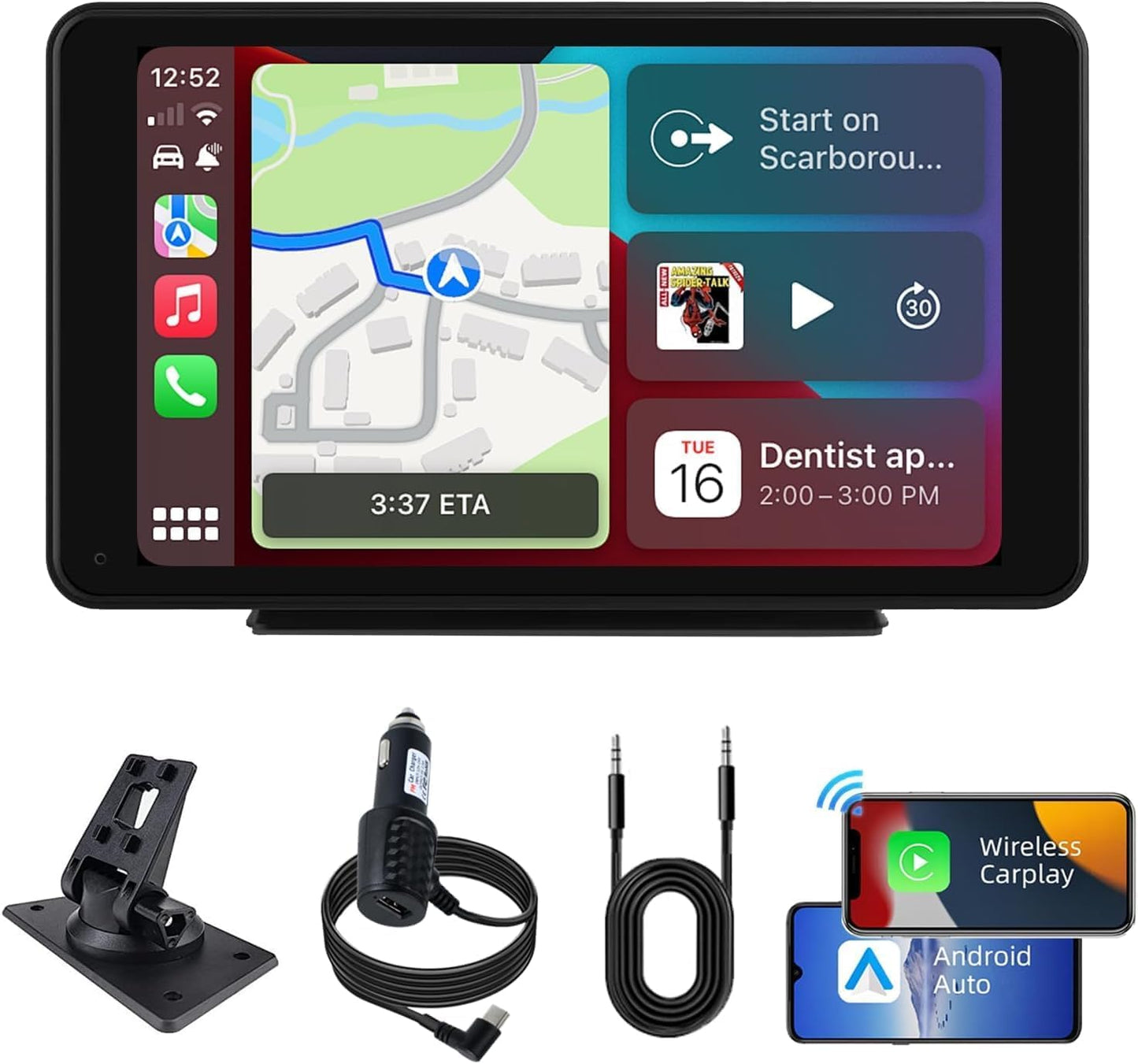Plimpton Portable CarPlay Wireless Android Auto On-Dash-Monitoring Screen DEMO