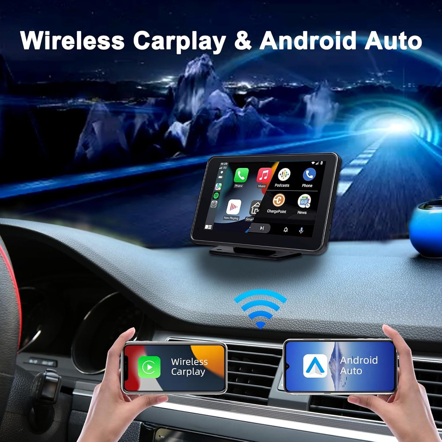 Plimpton Portable CarPlay Wireless Android Auto On-Dash-Monitoring Screen DEMO