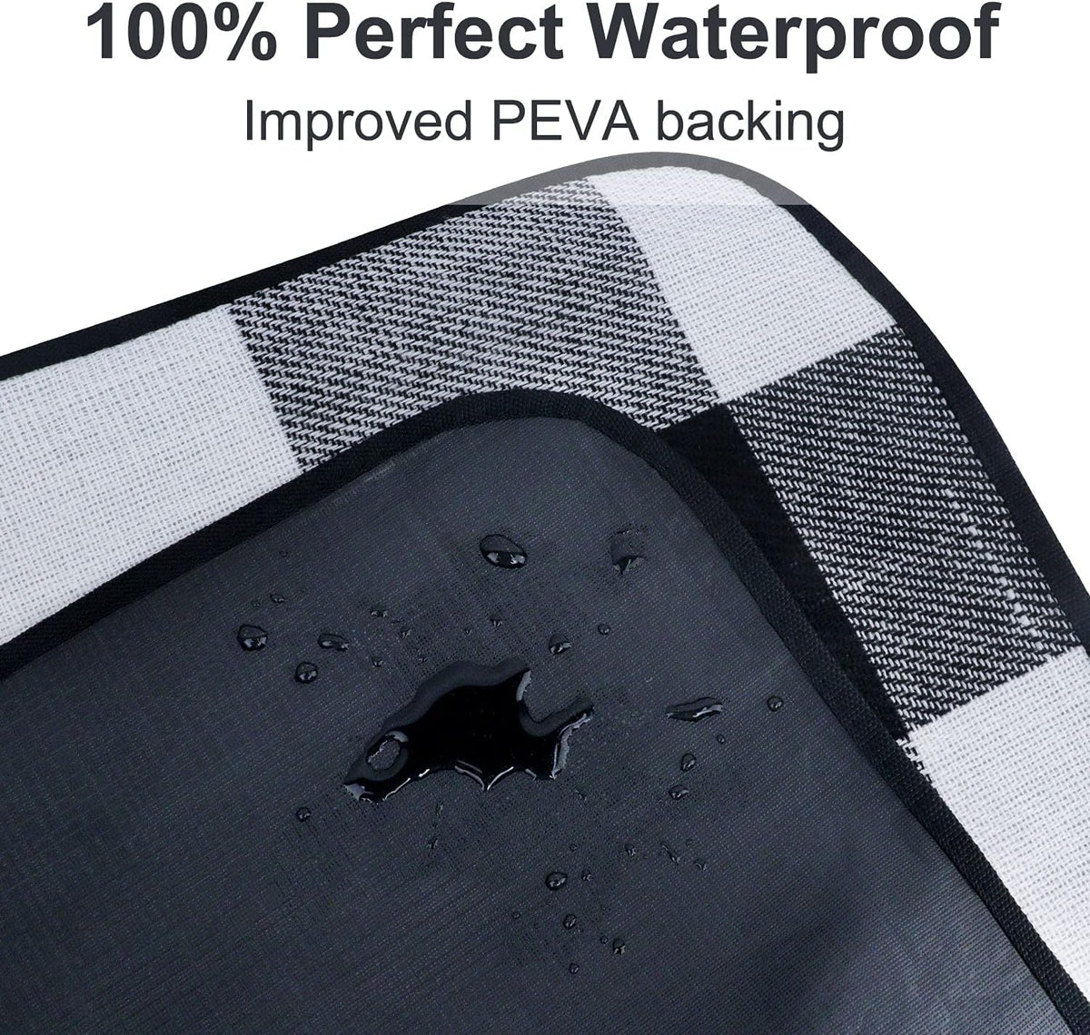 Goodsnetic Oversized Picnic Blanket Waterproof Sandproof Black White Check NEW