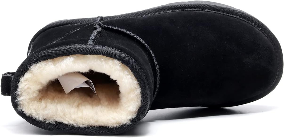 UGG Mini Classic Ankle Boots, Water Resistant Sheepskin Black Unisex L10 M8 NEW