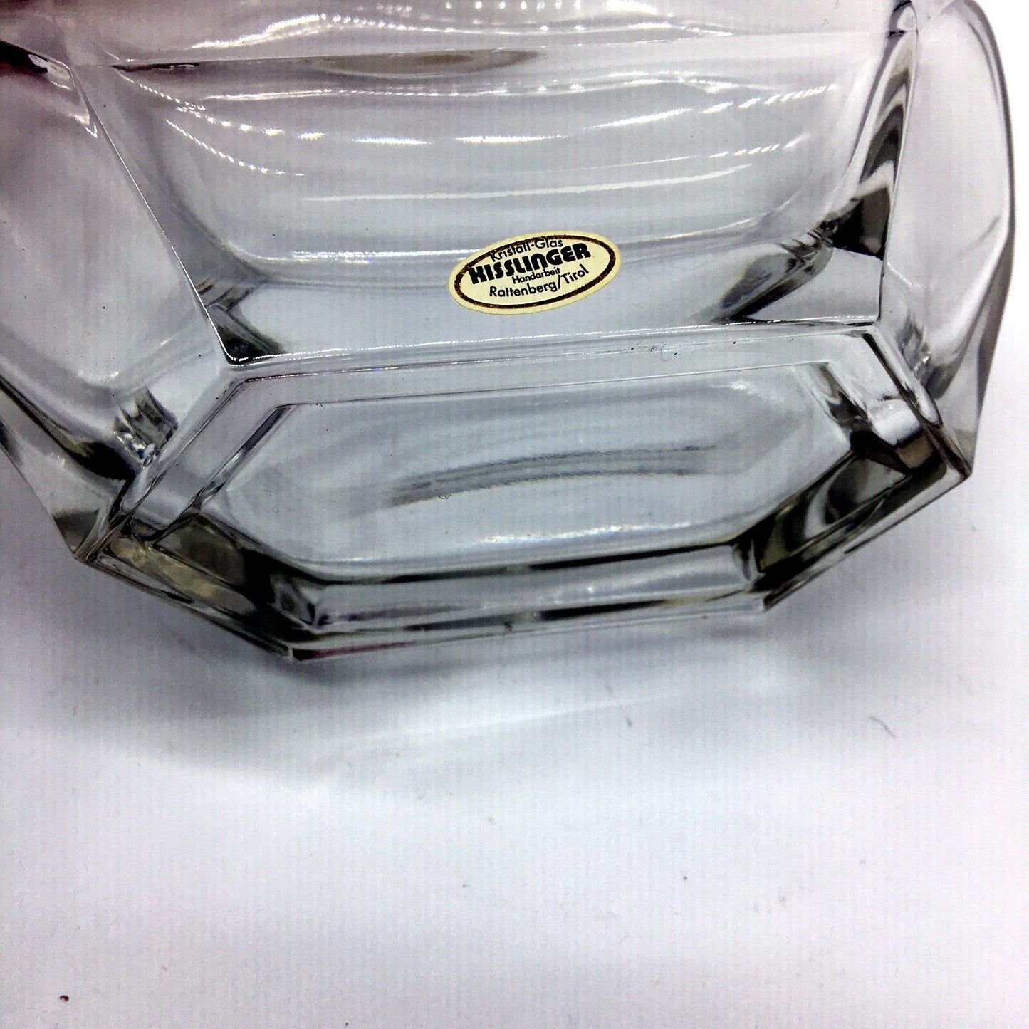 VINTAGE Kisslinger Crystal Liquor Decanter Glass Etched Decal Motif