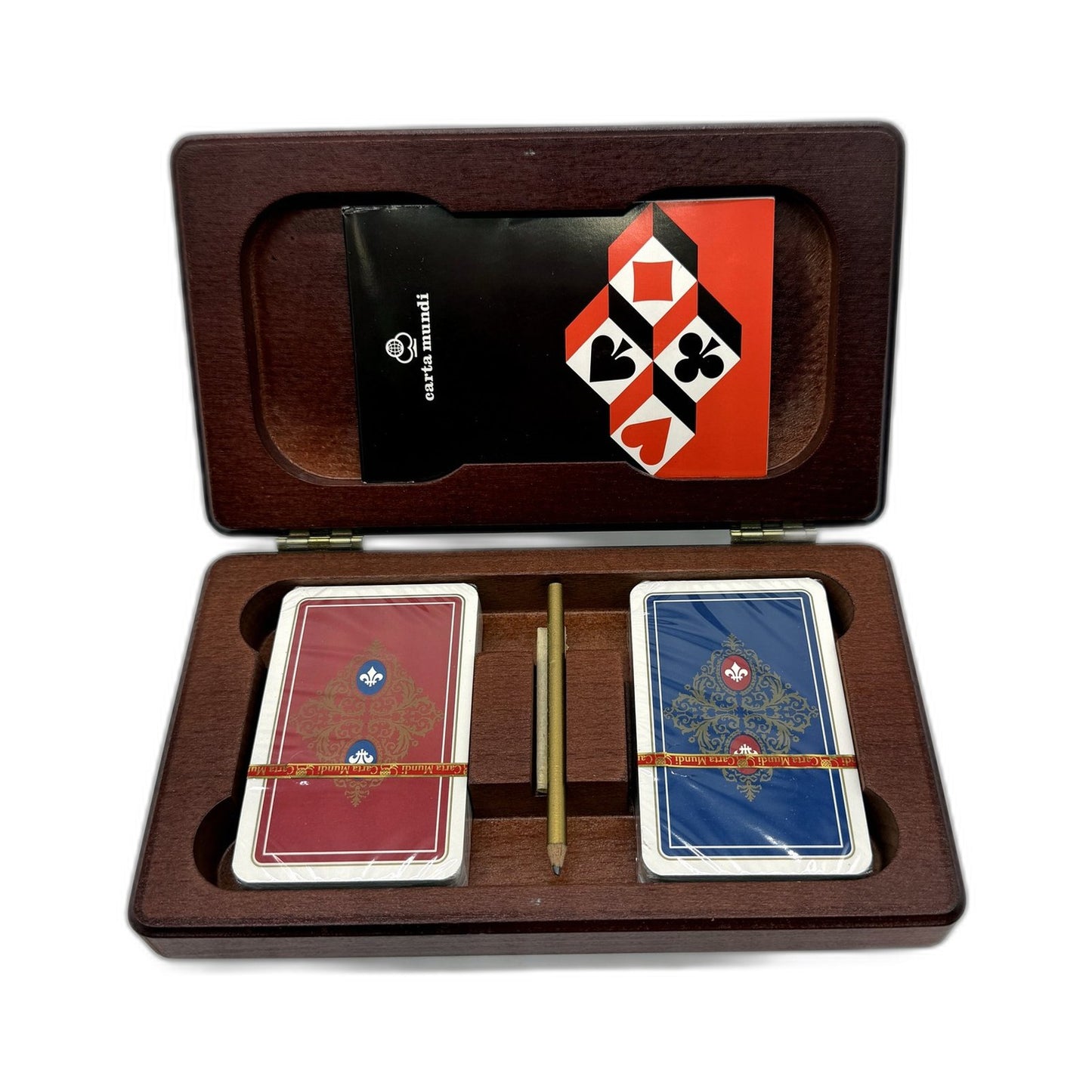 Vintage Sealed Multi-Color Playing Cards for Collectors In Timber Box