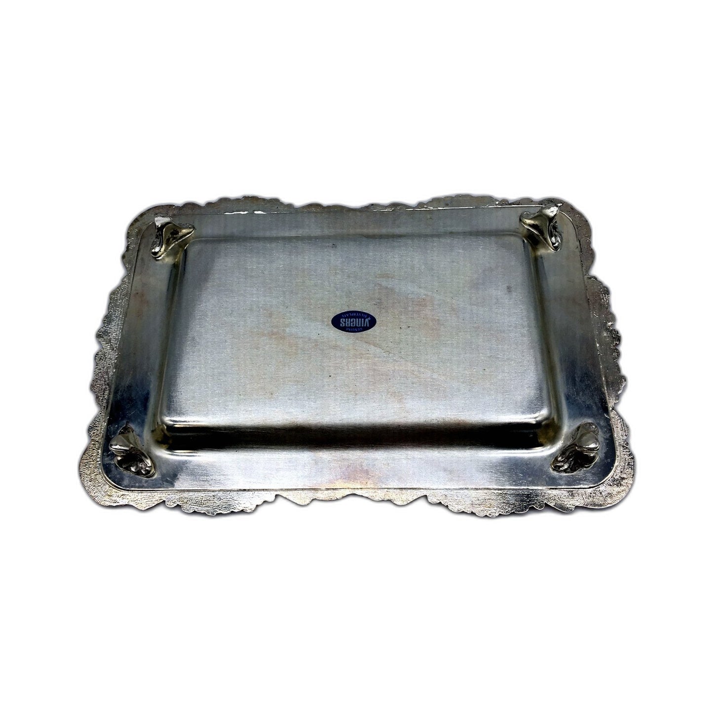 Viners Ornate Floral Engraved Silverplated Serving Tray Vintage Antique