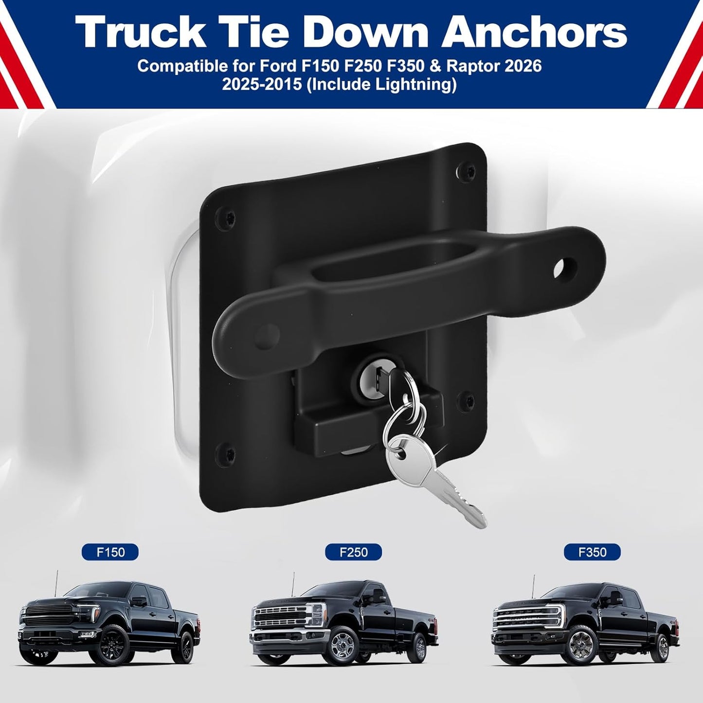 KIMCARLEY 4Pck Tie Down Anchors Custom-fit for Ford F150 F250 F350 Raptor NEW