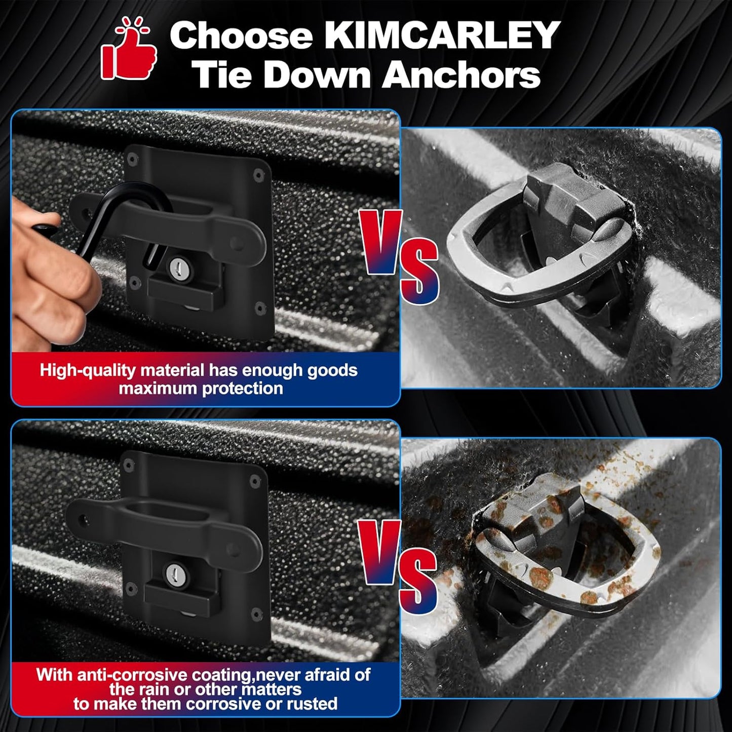 KIMCARLEY 4Pck Tie Down Anchors Custom-fit for Ford F150 F250 F350 Raptor NEW