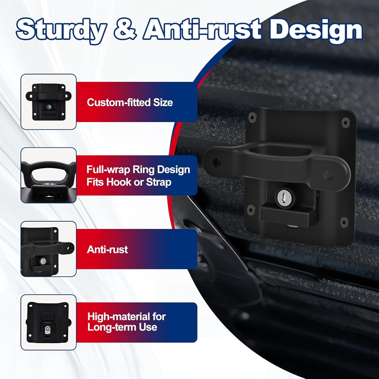 KIMCARLEY 4Pck Tie Down Anchors Custom-fit for Ford F150 F250 F350 Raptor NEW
