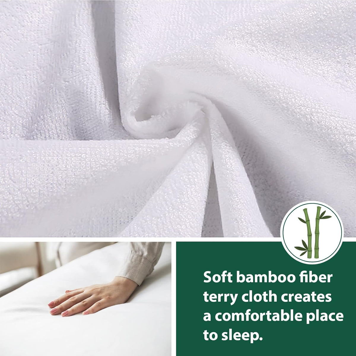 SpireHues Cooling Bamboo Mattress Protector Waterproof Noiseless Fitted KING NEW