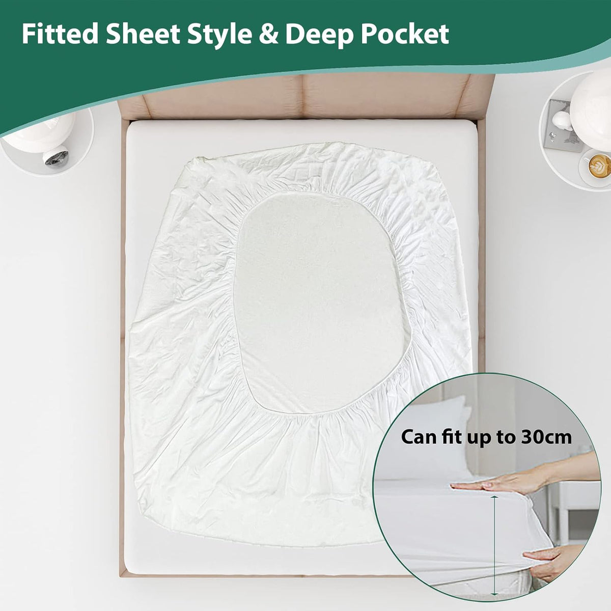 SpireHues Cooling Bamboo Mattress Protector Waterproof Noiseless Fitted KING NEW