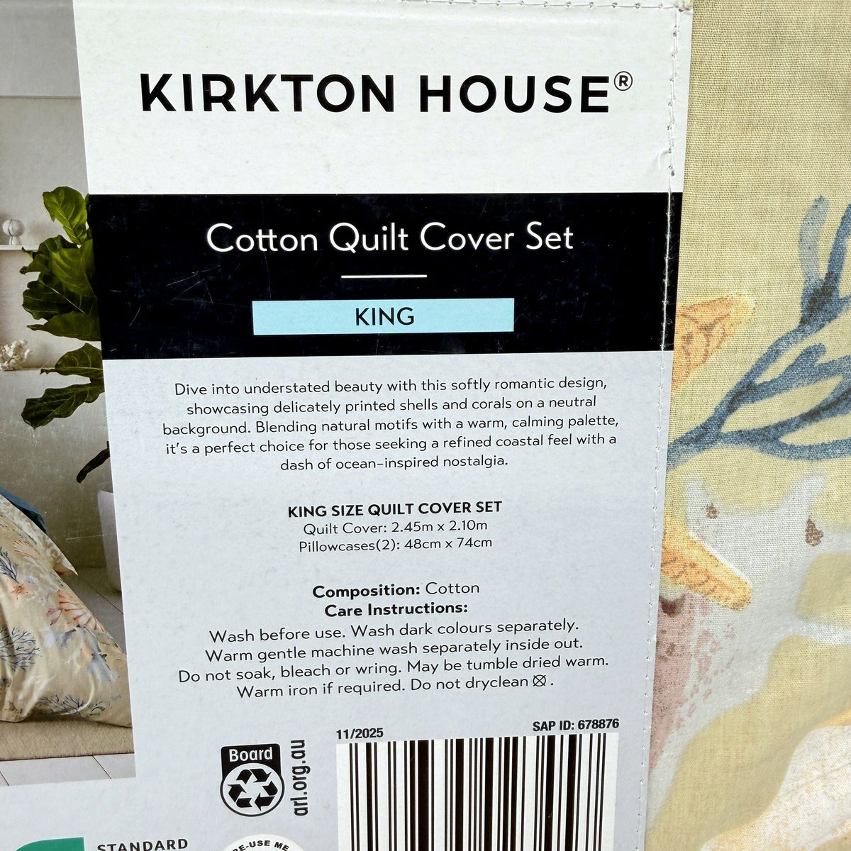 Kirkton House Cotton Quilt Cover Set Beige Blue Coastal Bedding King Size NEW