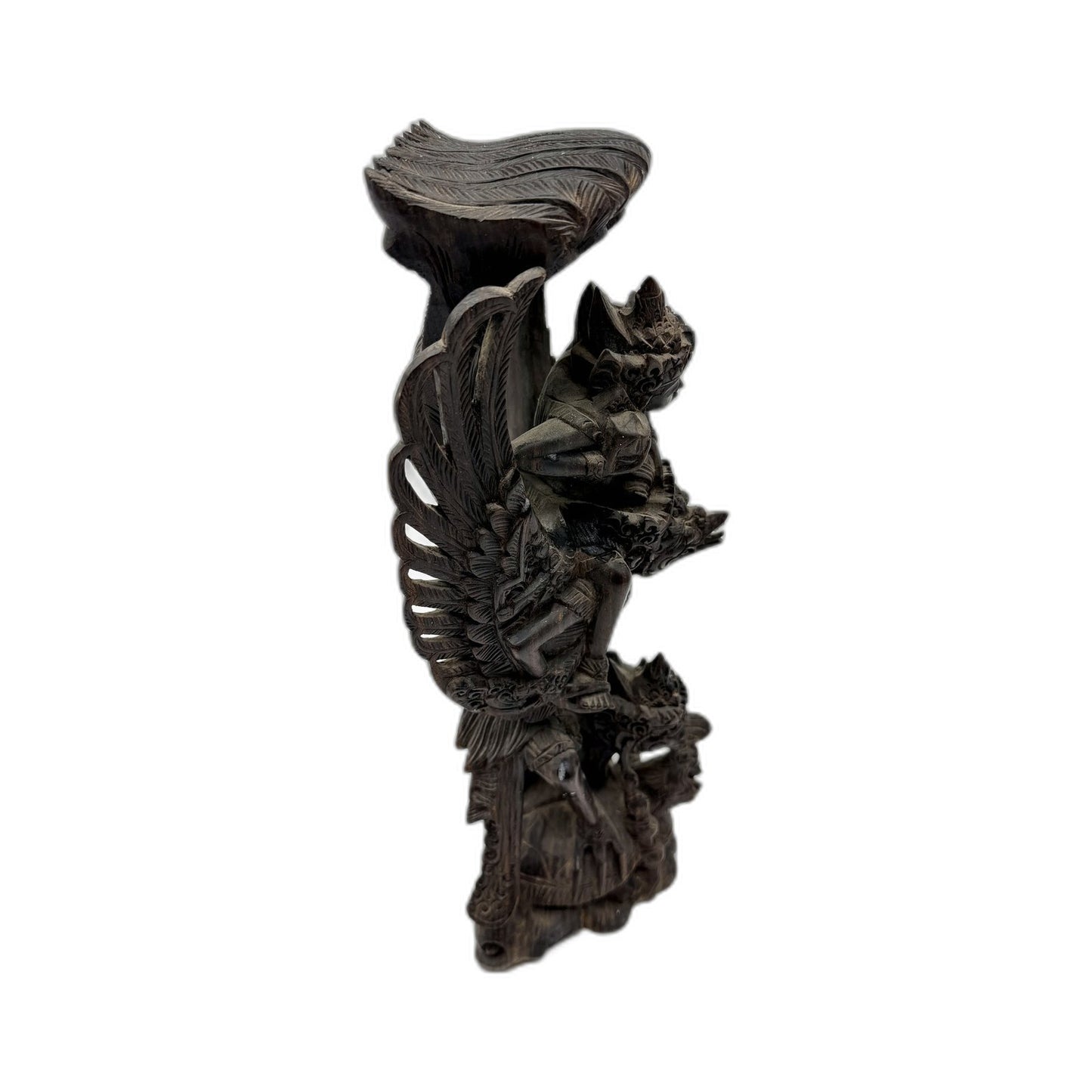 VINTAGE Carved Wooden Mythical Creature Figurine Fantasy Collectible Dark Brown