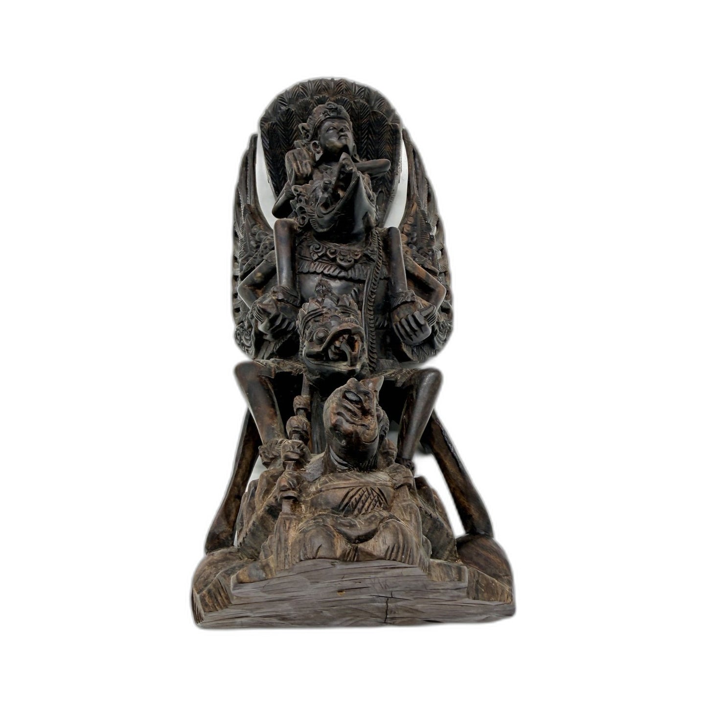 VINTAGE Carved Wooden Mythical Creature Figurine Fantasy Collectible Dark Brown