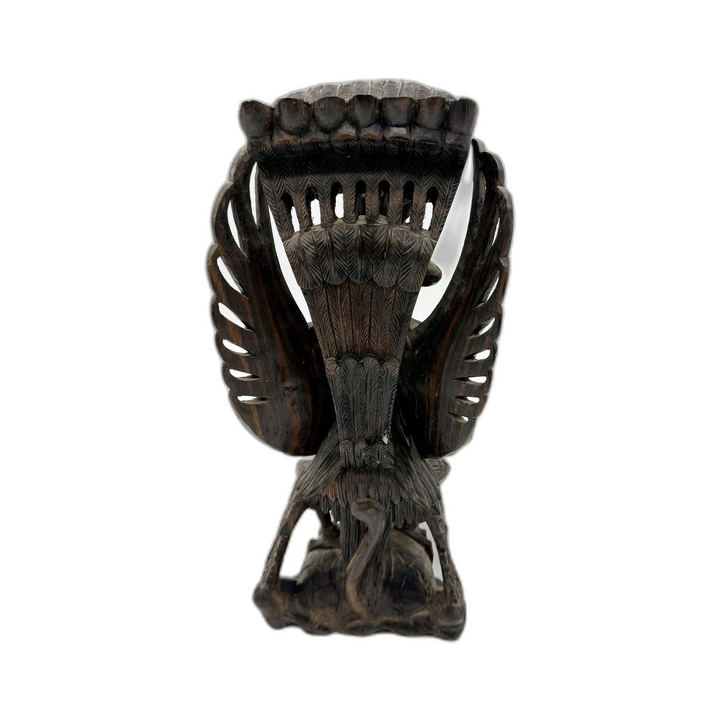 VINTAGE Carved Wooden Mythical Creature Figurine Fantasy Collectible Dark Brown