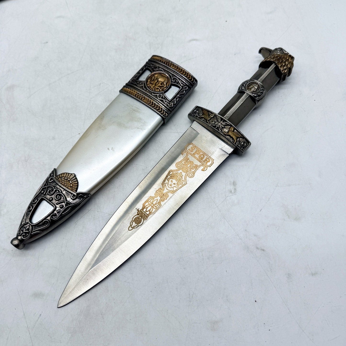 SPQR Decorative Dagger Heavy Metal Stainless Steel Blade With Ornate Sheath