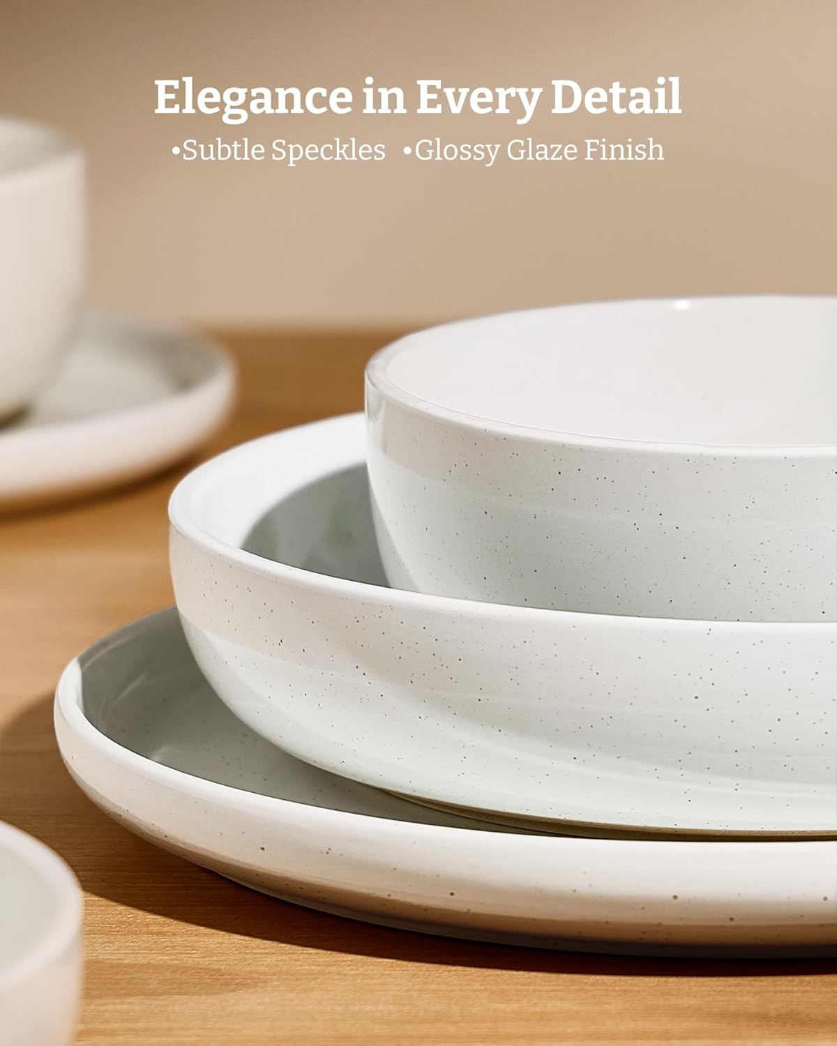 Famiware 12-Piece Stoneware Dinner Plates and Bowls Set White Dinnerware NEW