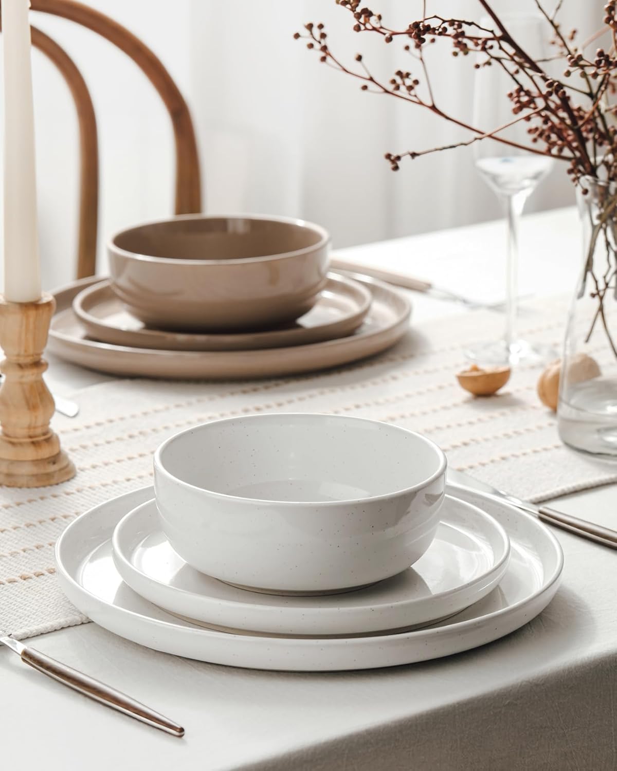 Famiware 12-Piece Multi-Color Dinnerware Set - Vibrant Stoneware NEW