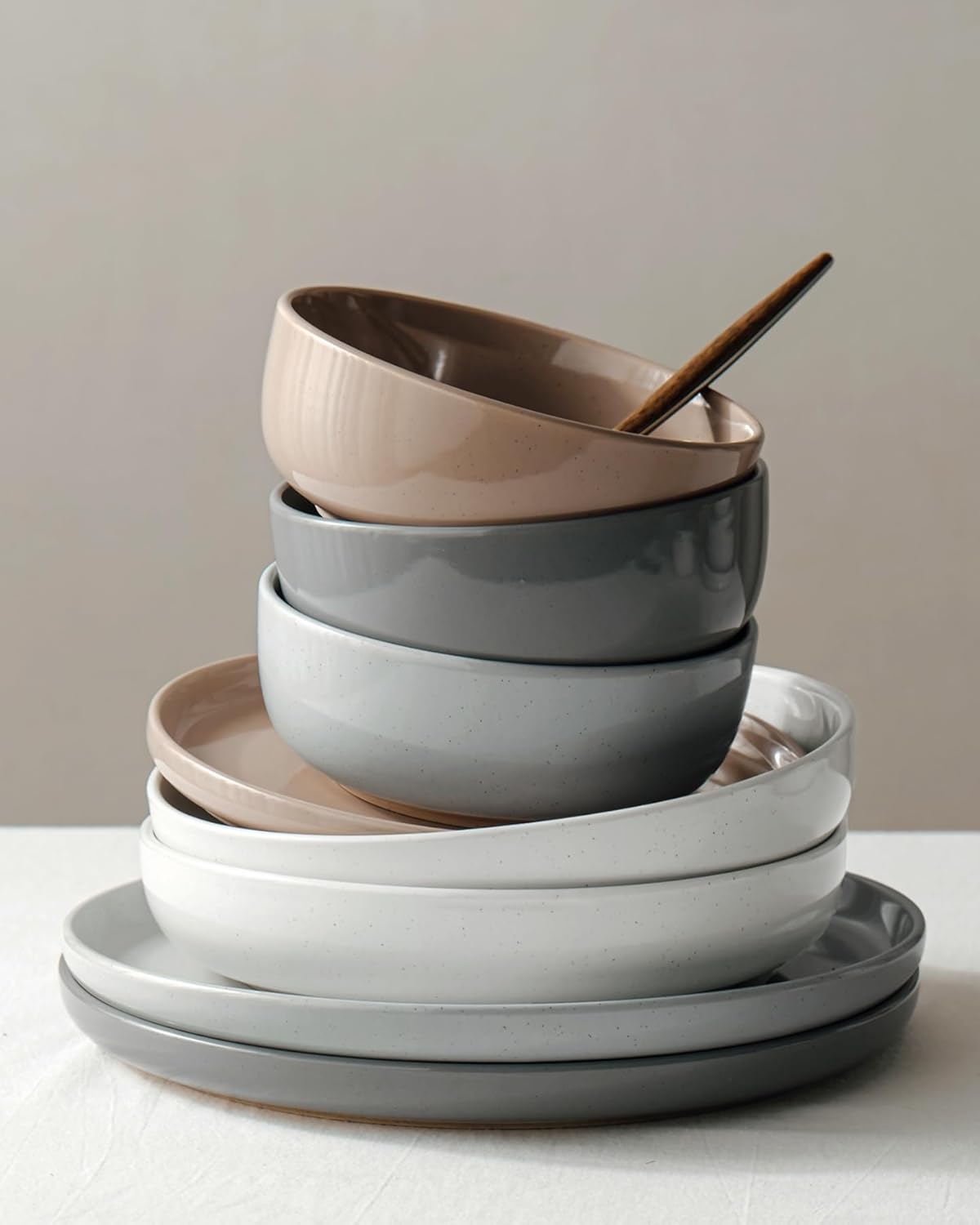 Famiware 12-Piece Multi-Color Dinnerware Set - Vibrant Stoneware NEW