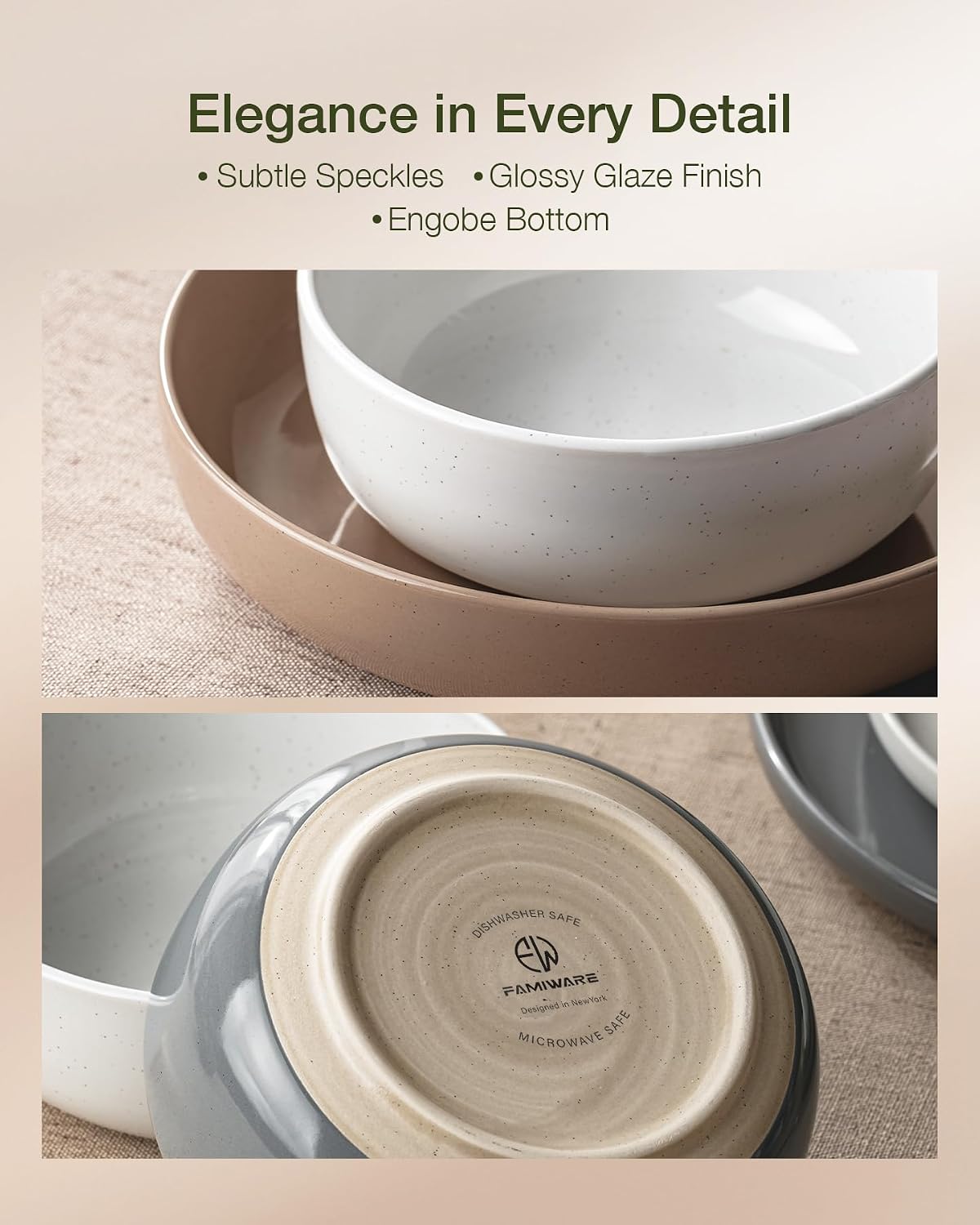 Famiware 12-Piece Multi-Color Dinnerware Set - Vibrant Stoneware NEW