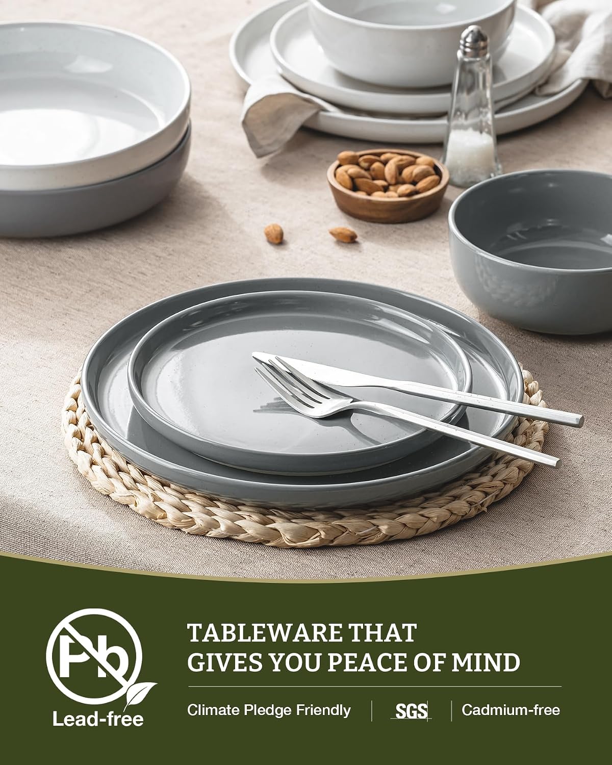 Famiware 12-Piece Multi-Color Dinnerware Set - Vibrant Stoneware NEW